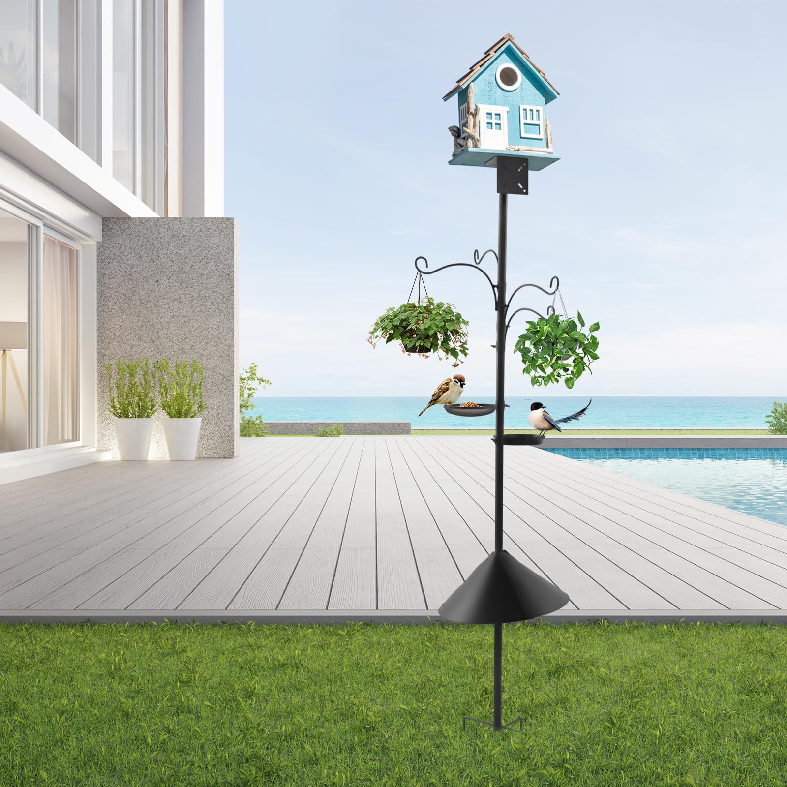 Comedero para pájaros de 233 cm, juego de comedero para pájaros, comedero para pájaros en jardines, patios, patios, granjas
