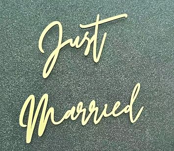 Just Married Cake Topper, Acrylic Wedding Cake Topper for Marriage Bridal Shower Engagement Anniversary Valentines Party Cake Decorations Supplies-Gold