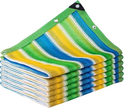 90% Colorful Rainbow Shade Cloth with Grommets,Blocking Mesh Tarp,Plants Shade Net Cover,Garden Shade Net,Sunblock Shade Sails,Outdoor Sun Protection for Patio Garden Pergola10x10ft3x3m