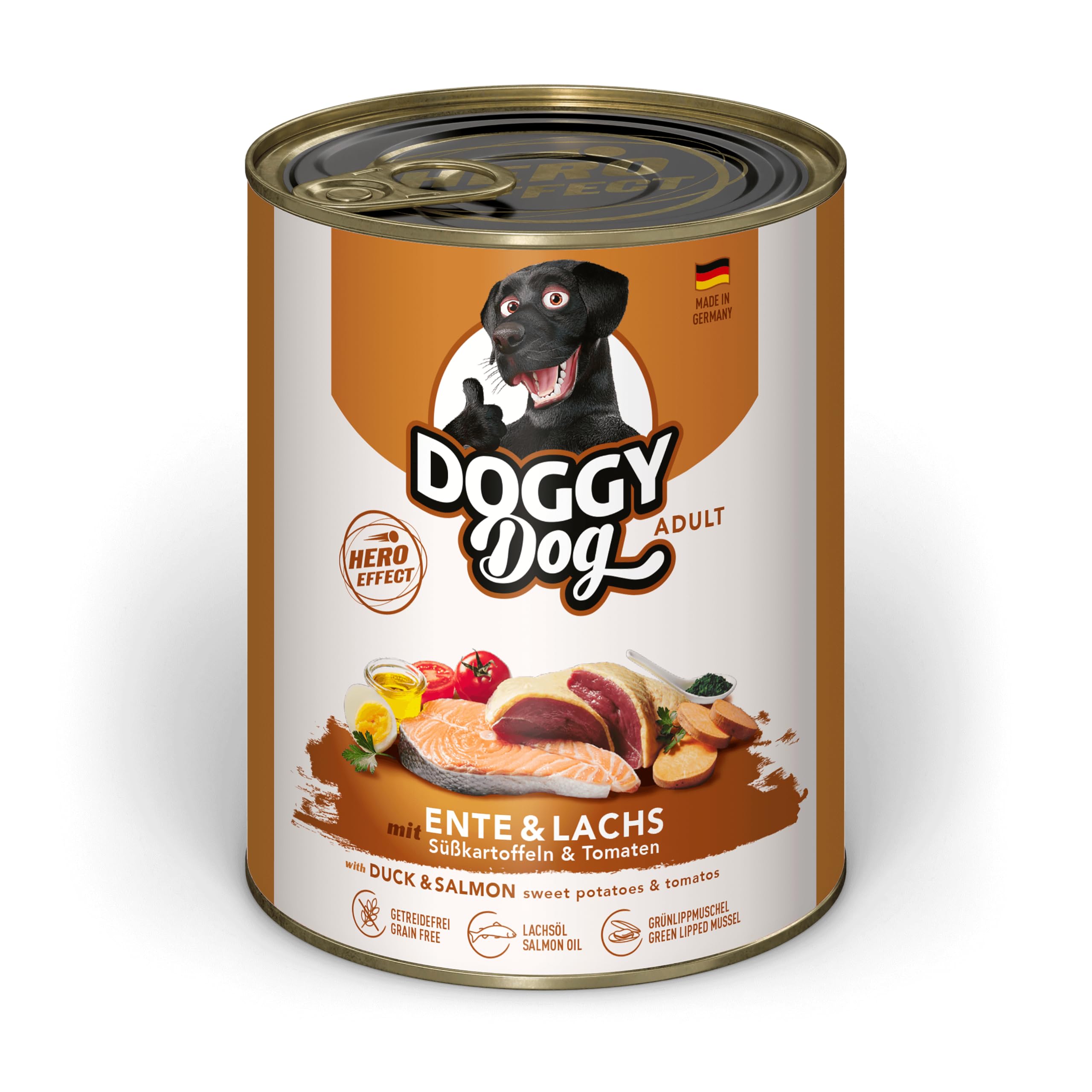 Doggy Dog Paté Mix 2, 6 x 800 g, Nourriture Humide pour Chien, dans Un Paquet d'essai, Nourriture pour Chien sans céréales, avec Huile de Saumon et Moule aux orles Vertes, Aliment Complet à Haute