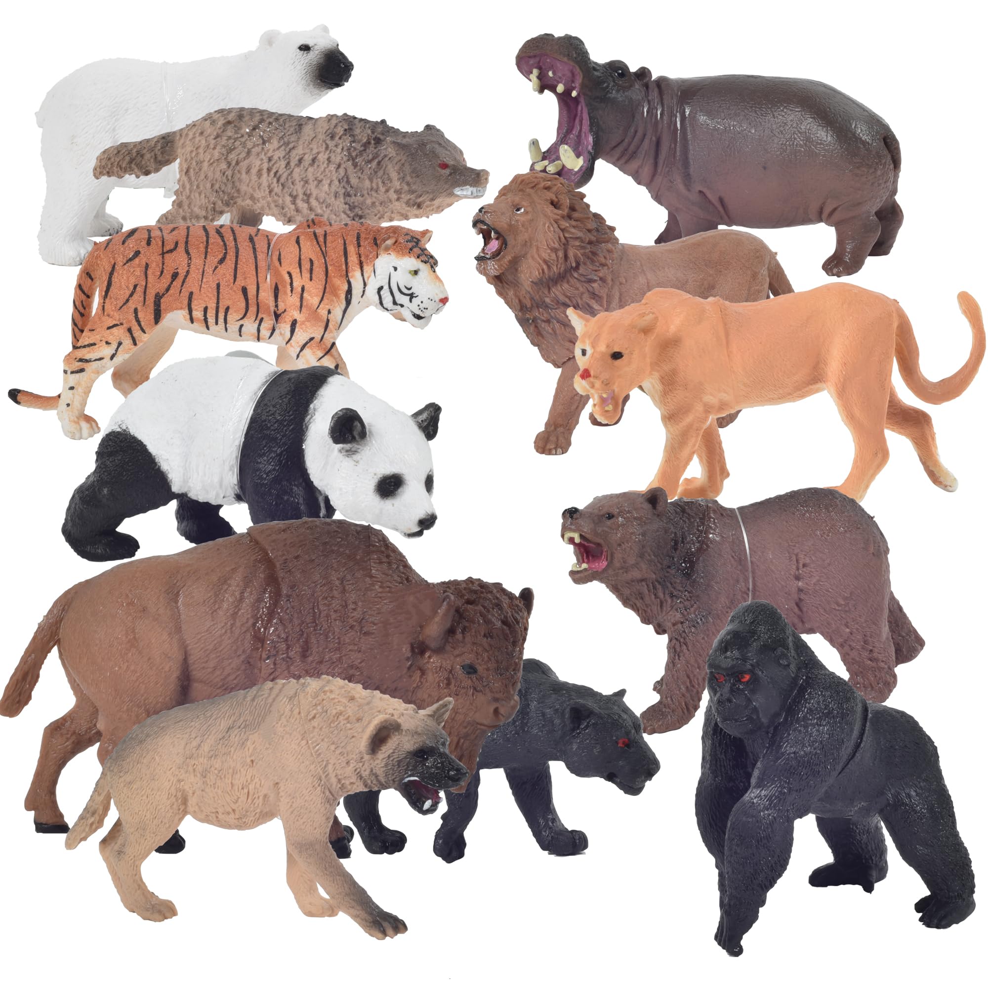 Zanimo & co - Pack mit 12 Figuren von Wilden Tieren - 030336PA - Mehrfarbig - Kunststoff - Zum Sammeln - Kinderspielzeug - Realistisch - Miniatur - Verschiedene Tiere - Ab 3 Jahren