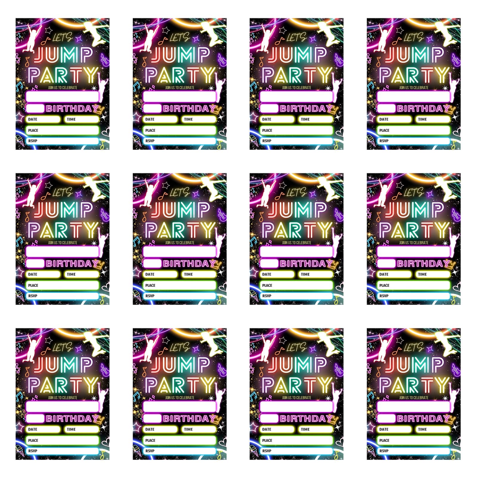 ZEPFJHE 12Pcs Glowing Fluorescent Greeting Card 5x7Inch Birthday Invitations for Birthdays Celebration and Social Gatherings Invitation Cards