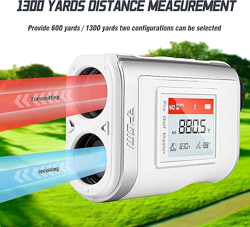 Miniatura 3 de PGM Telémetro de golf con pendiente, buscador de rango de golf de 1300 yardas, buscador de rango láser de aumento 7X Golf con vibración de bloqueo