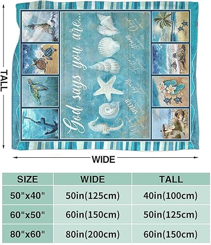 Miniatura 538 de Tijuboni Manta con diseño de tortuga marina y océano, regalos náuticos para mujeres, hombres, niñas, niños y adultos, manta de franela suave para
