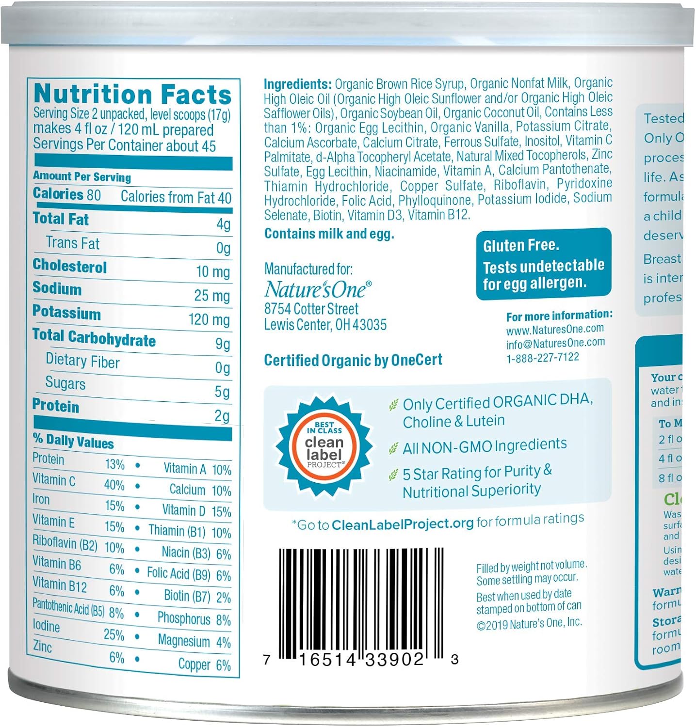 Baby's Only Dairy with DHA Toddler Formula - Non GMO, USDA Organic, Clean Label Project Verified, Value Size (Single Can), 27.5 oz