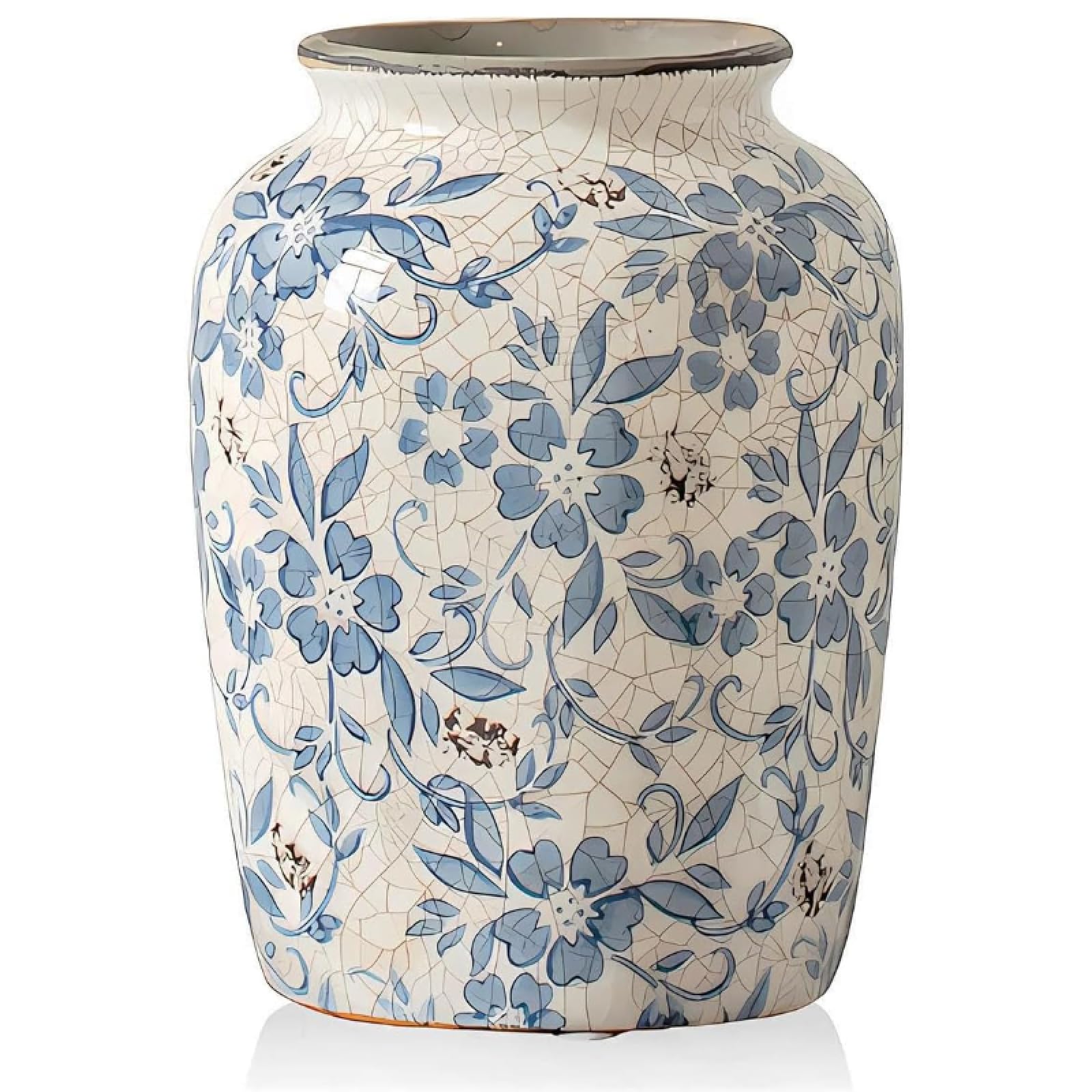 Yedaoiu Blue Vintage White Porcelain Vase – Chinoiserie Ceramic Ginger Jar For Home Decor
