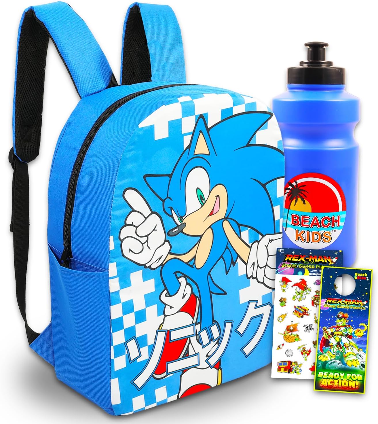 Sonic the Hedgehog Backpack Set - Bundle with 16" Video Game Bag with Stickers, Water Bottle, More | Sonic School Supplies for Kids and Teens