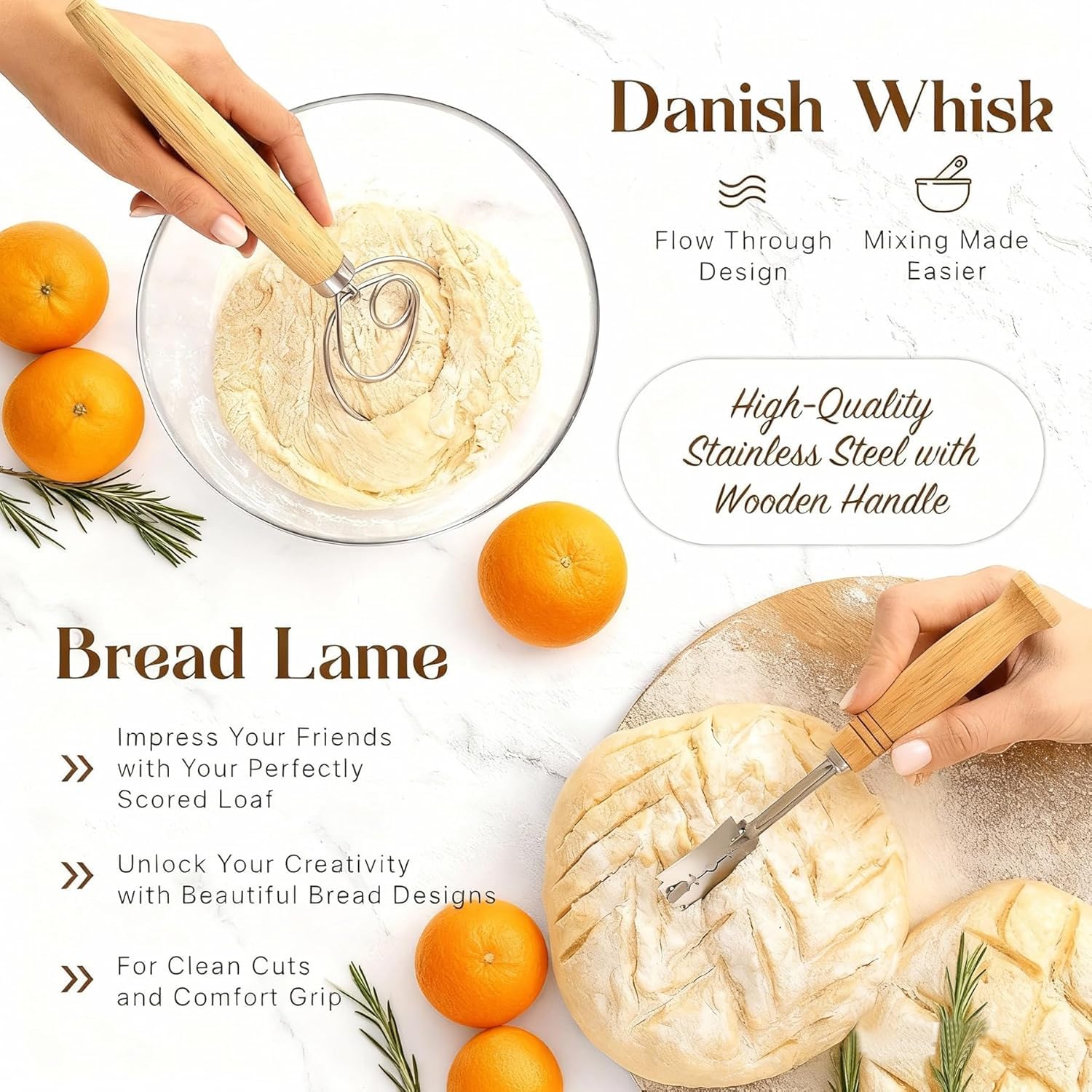Banneton Pain Ovales Set, 10 Pièces Accessoire pour Faire du Pain, Panier a Pain en Rotin, Panier de fermentation pour la cuisson, pour Les Débutants et Les Boulangers