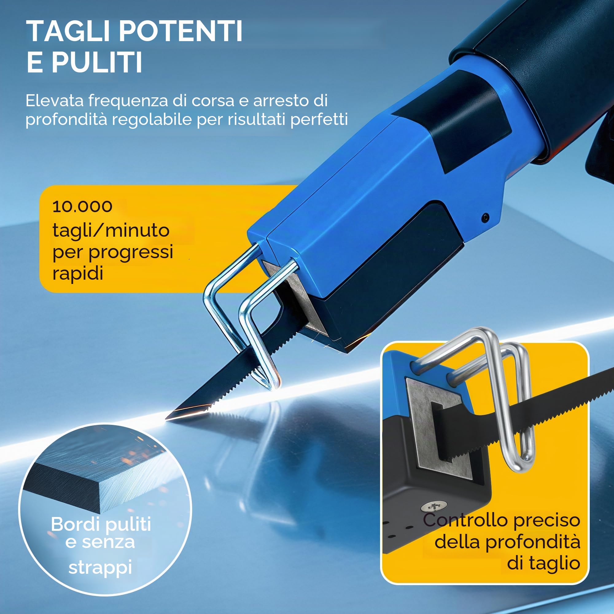 Monzana Sega Aria Compressa per Carrozzeria 6 Lame 10.000 giri/min Impugnatura Gommata Bricolage