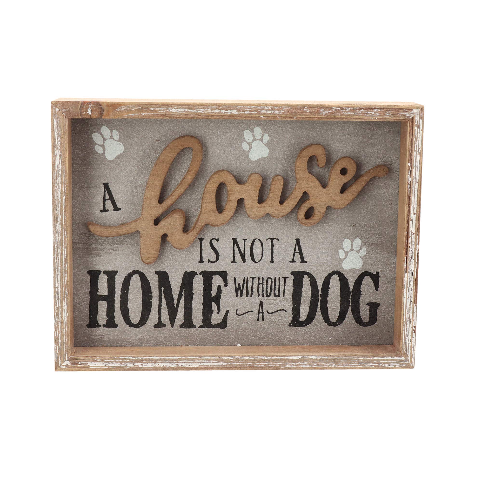 PARISLOFTA House is Not A Home Without A Dog Wooden Dog Signs for Dog Lovers|Rustic Wood Pet Sign Plaque 9.5x1.5x7''