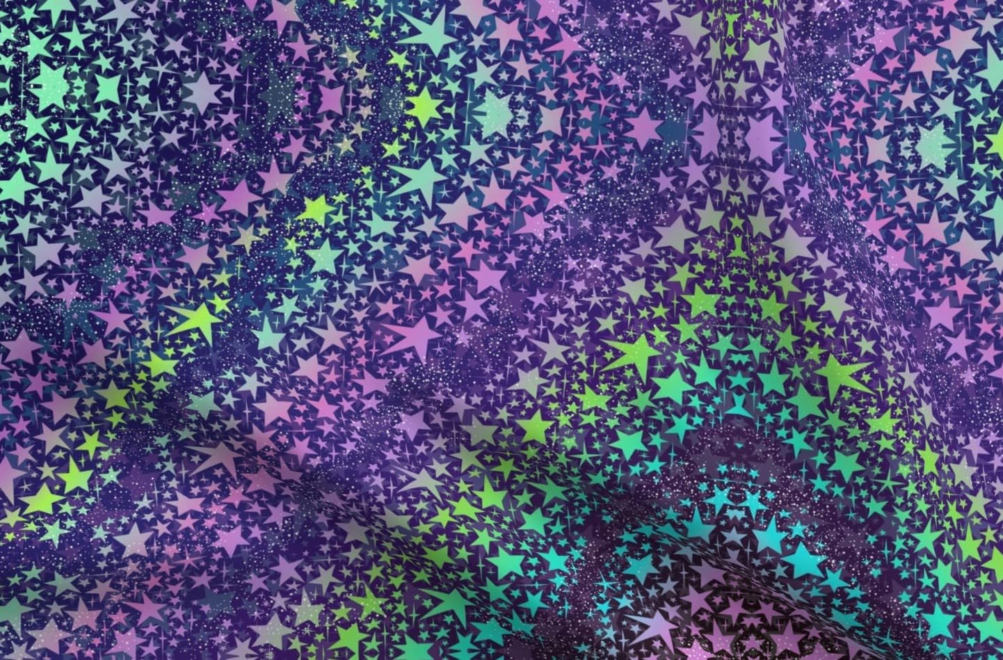 Spoonflower Fabric - Galaxy Stars Rainbow Colourful Space Night Sky Purple Green Teal Printed on Petal Signature Cotton Fabric Fat Quarter - Sewing Quilting Apparel Crafts Decor