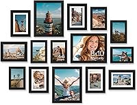 Vittanly 15 Pack Black Picture Frames Collage Kit - Multi-Size Gallery Wall Decor Set 3x8x10, 6x5x7, 6x4x6 for Tabletop or Wall Display
