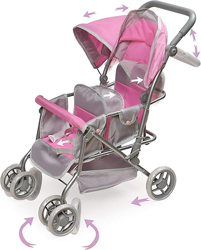 Miniatura 9 de Badger Basket Cochecito de muñeca doble  Cochecito para muñeca bebé con asientos ajustables y cesta de almacenamiento  Se adapta a muñecas de hasta