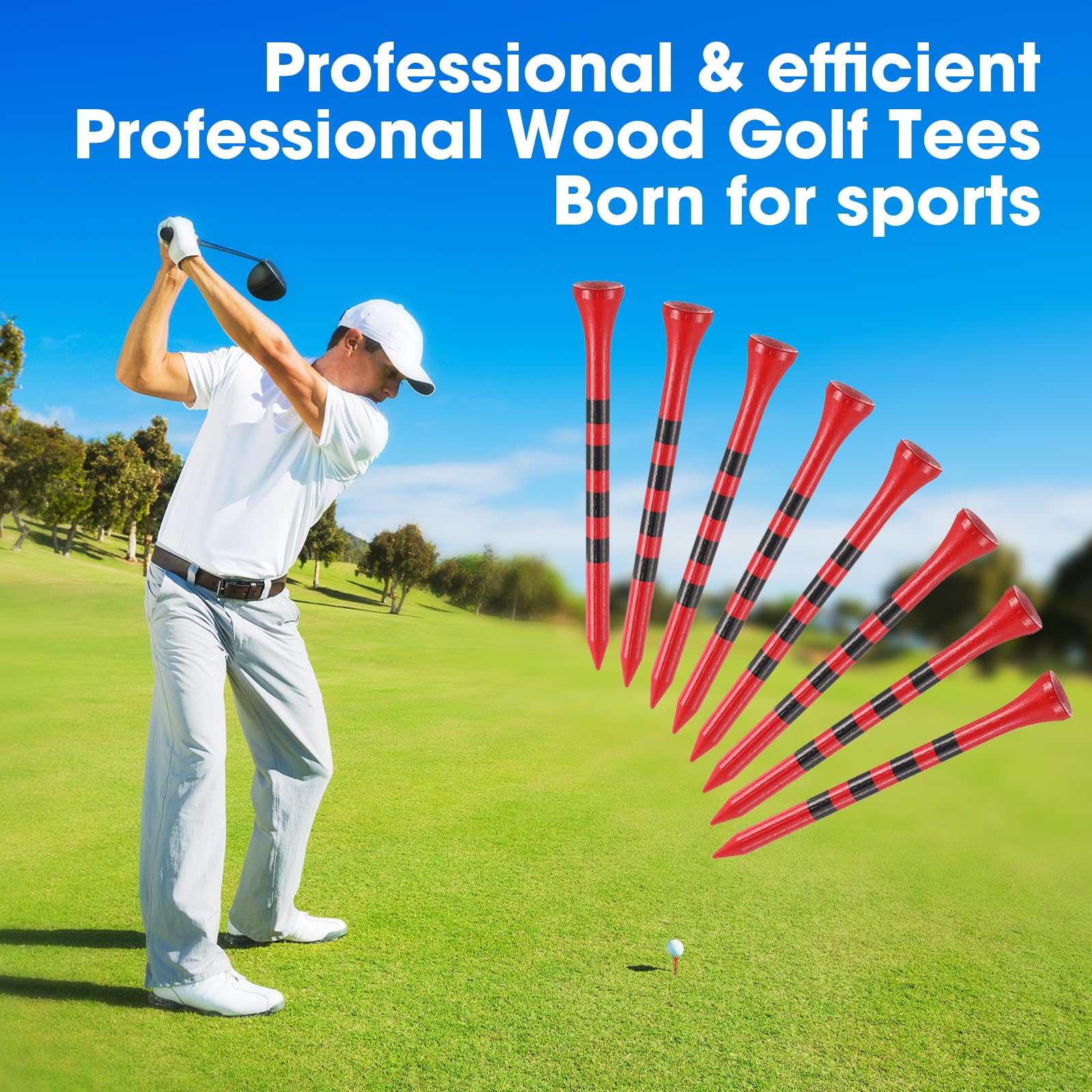 Vinsot 1000 Stück Golf-Tees aus Holz, Golf-Tees für Damen, Herren, Damen, Clubs, Golfball, Themenparty-Zubehör