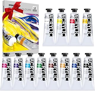PHOENIX Professional Heavy Body Acrylic Paint Set - 2 Oz. x 12 Tubes, Slow Drying Speed Paints, Thick Art Paints for Adults, Artists, Professionals