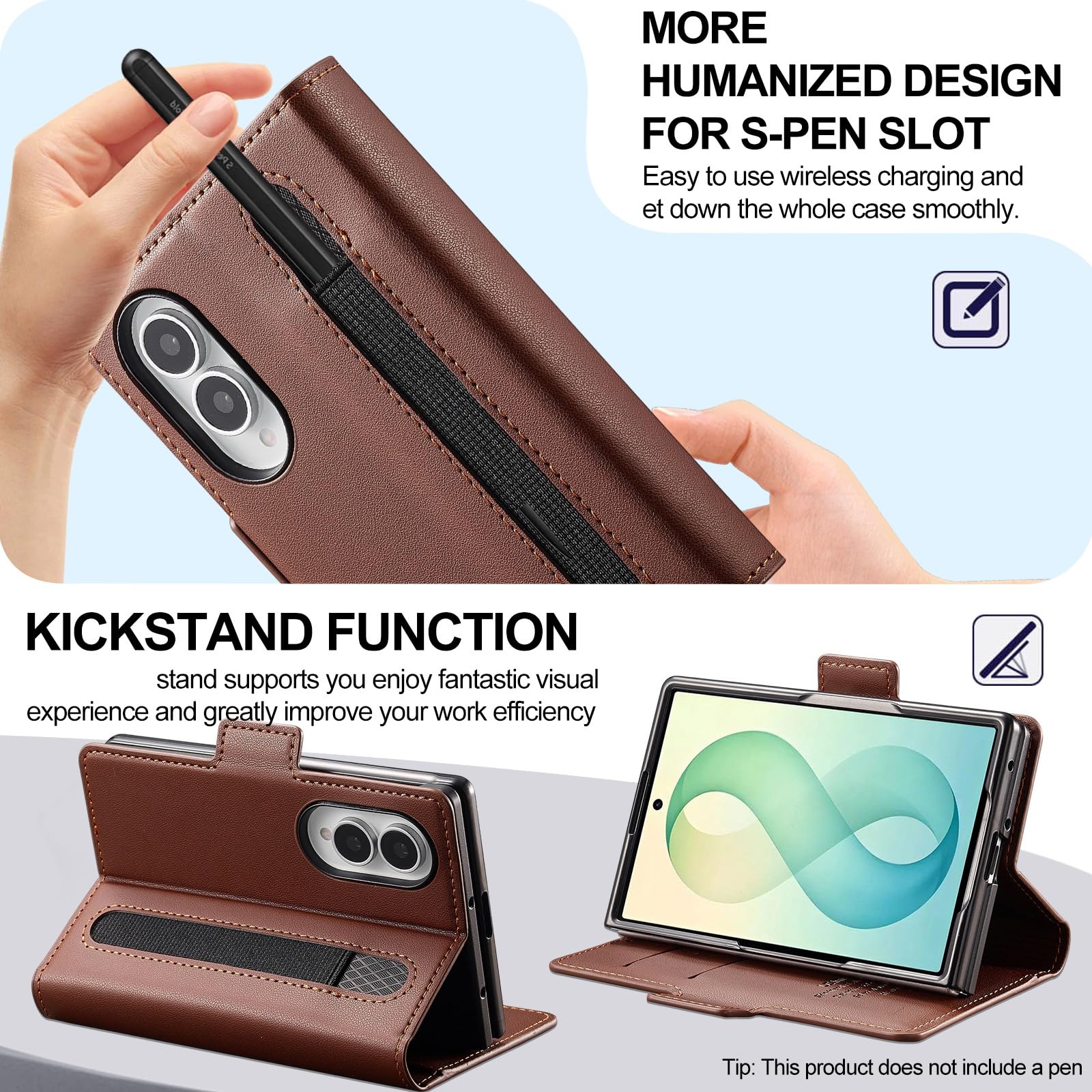 Etui z klapką do Samsung Galaxy Z Fold 8, portfel ze skóry