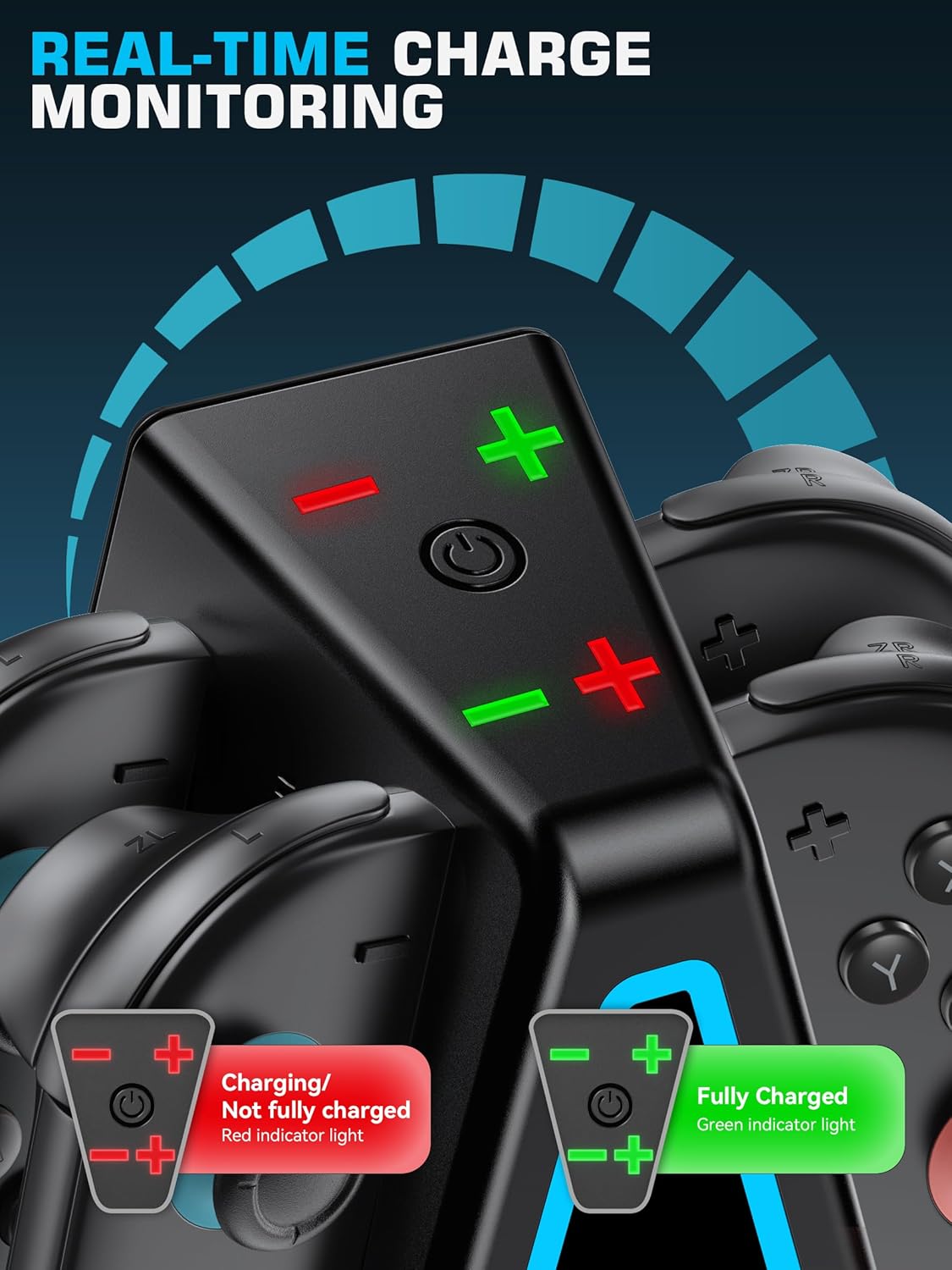 Switch 2 Controller Charging Dock for 2025 Nintendo Switch 2 JoyCon, Ergonomics & Magnetic Charger Station for Switch Joycon 2 Controllers, Fast Charger Stand with RGB Lighting for Joy-Con Accessories - Image 4