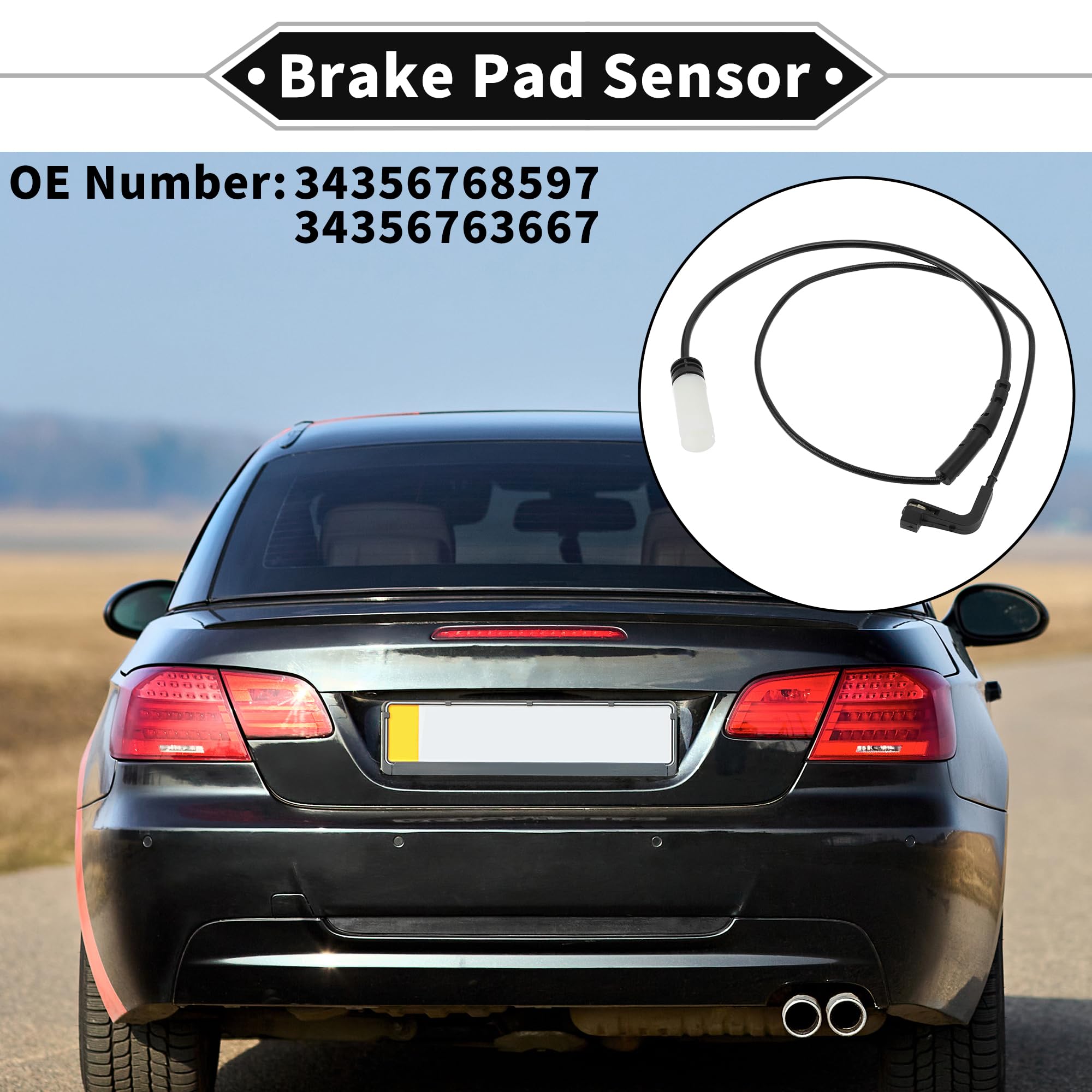 Sensore di Usura Pastiglie Freno BMW SERIE 5 E60 E61 2003-2009 TPU Gomma Nera Posteriore