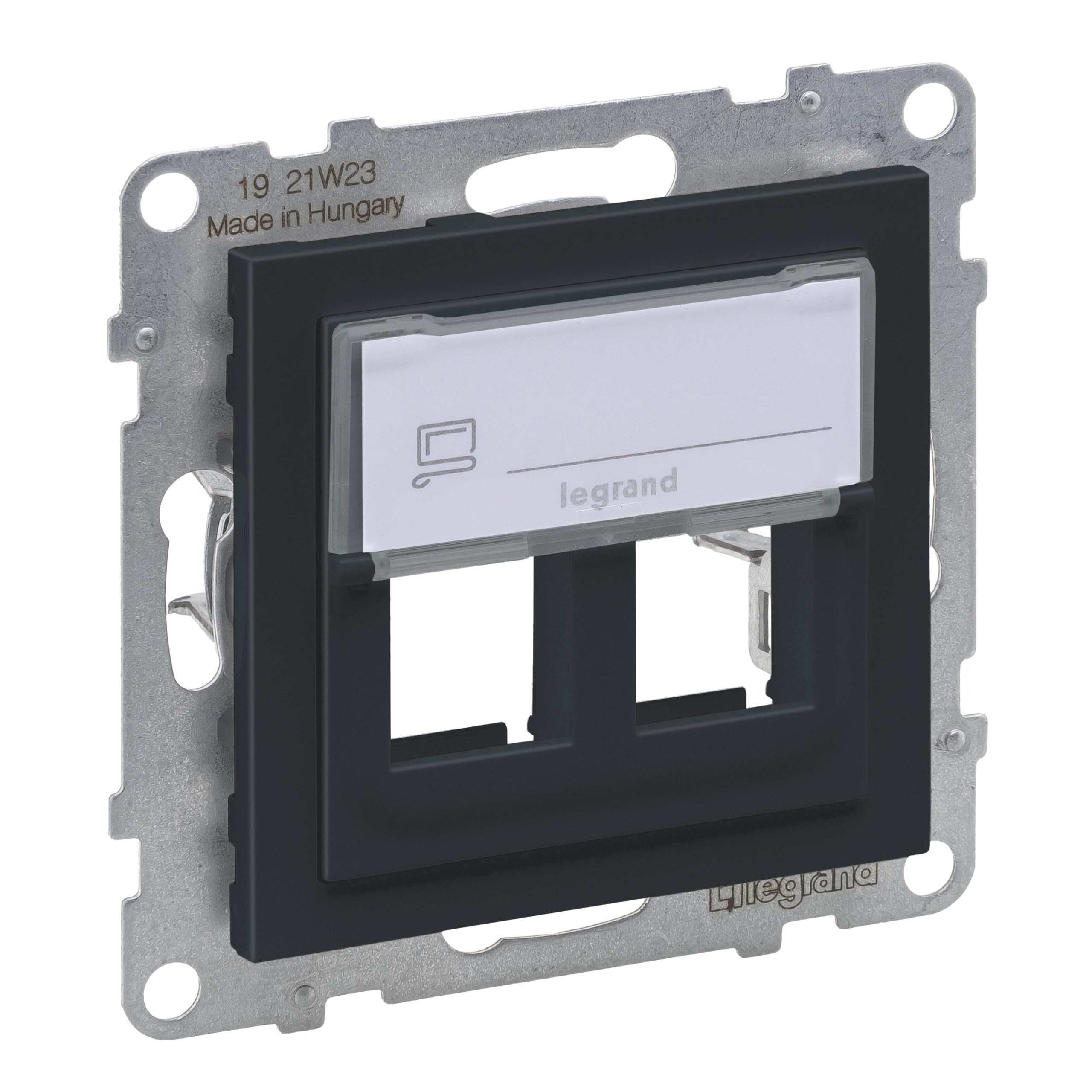 LEGRAND, Seano 765902 2-Way Key Stone Adapter for Snap-In Key Stone Data Sockets, Key Stone Module, Colour: Anthracite Lacquered