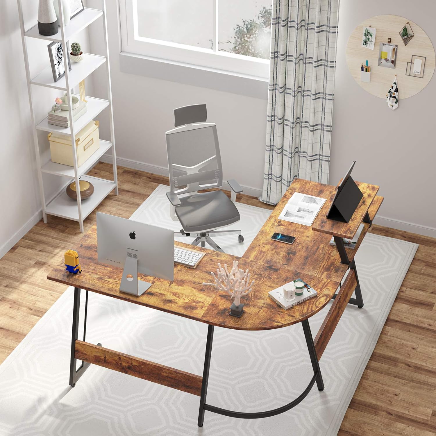 CubiCubi L-Shaped Desk Computer Corner Desk, 50.8" Home Gaming Desk, Office Writing Study Workstation with Large Monitor Stand, Space-Saving, Easy to Assemble : Home & Kitchen