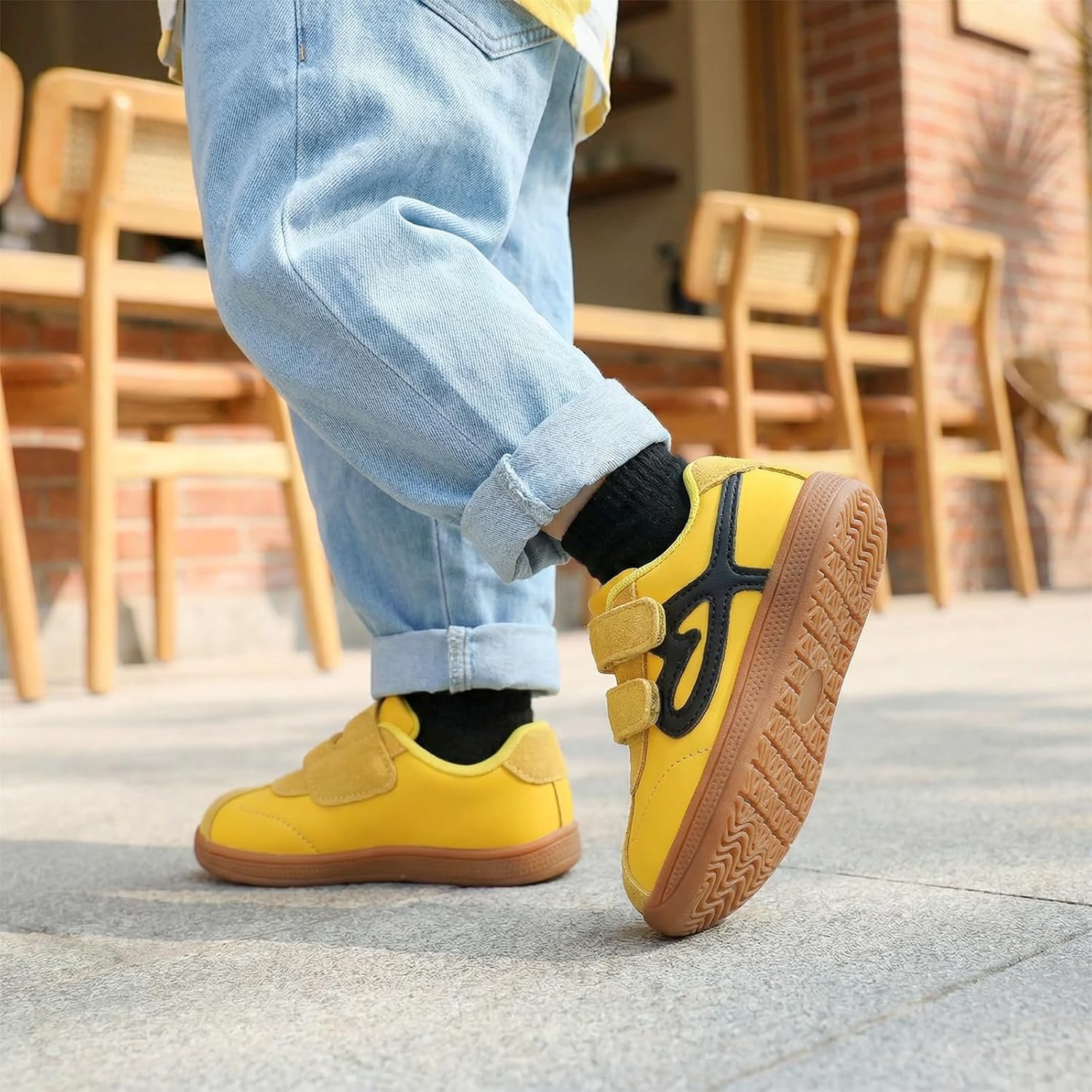 STQ Wide Toe Box Toddler Girls Sneaker Non Slip Barefoot Walking Shoes with Hook and Loop
