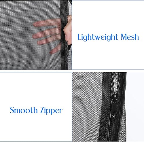 Miniatura 5 de coastal rose Cesta grande para colgar en la ropa sucia con ganchos, cesta de malla para colgar sobre la puerta con cremallera para organizador de