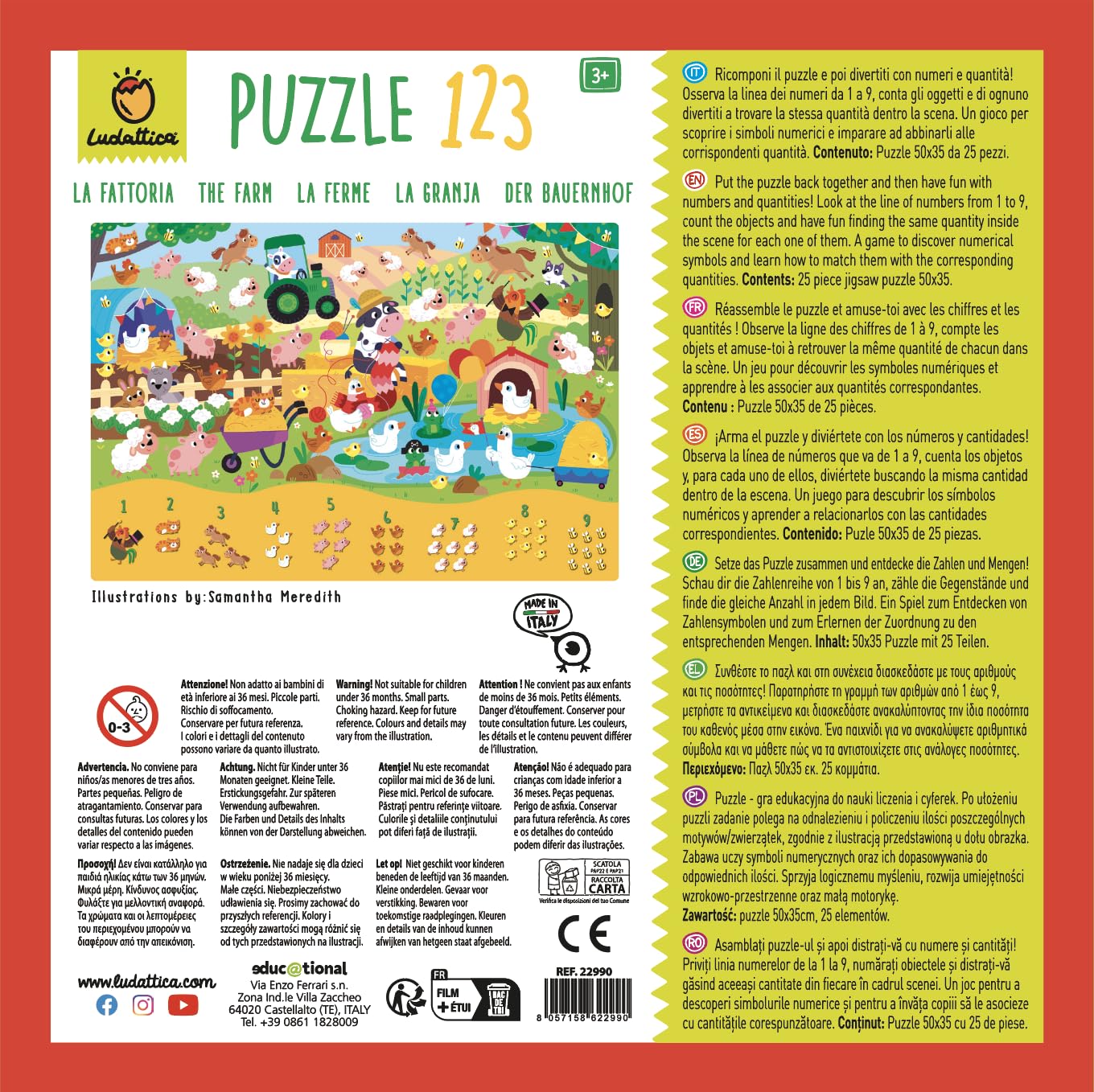 Ludattica Secret Puzzle La Fattoria - Puzzle 24 Pezzi Per Bambini 3+ Con Lente Spia, Due Giochi In Uno, Made In Italy, 50x35 Cm - 4