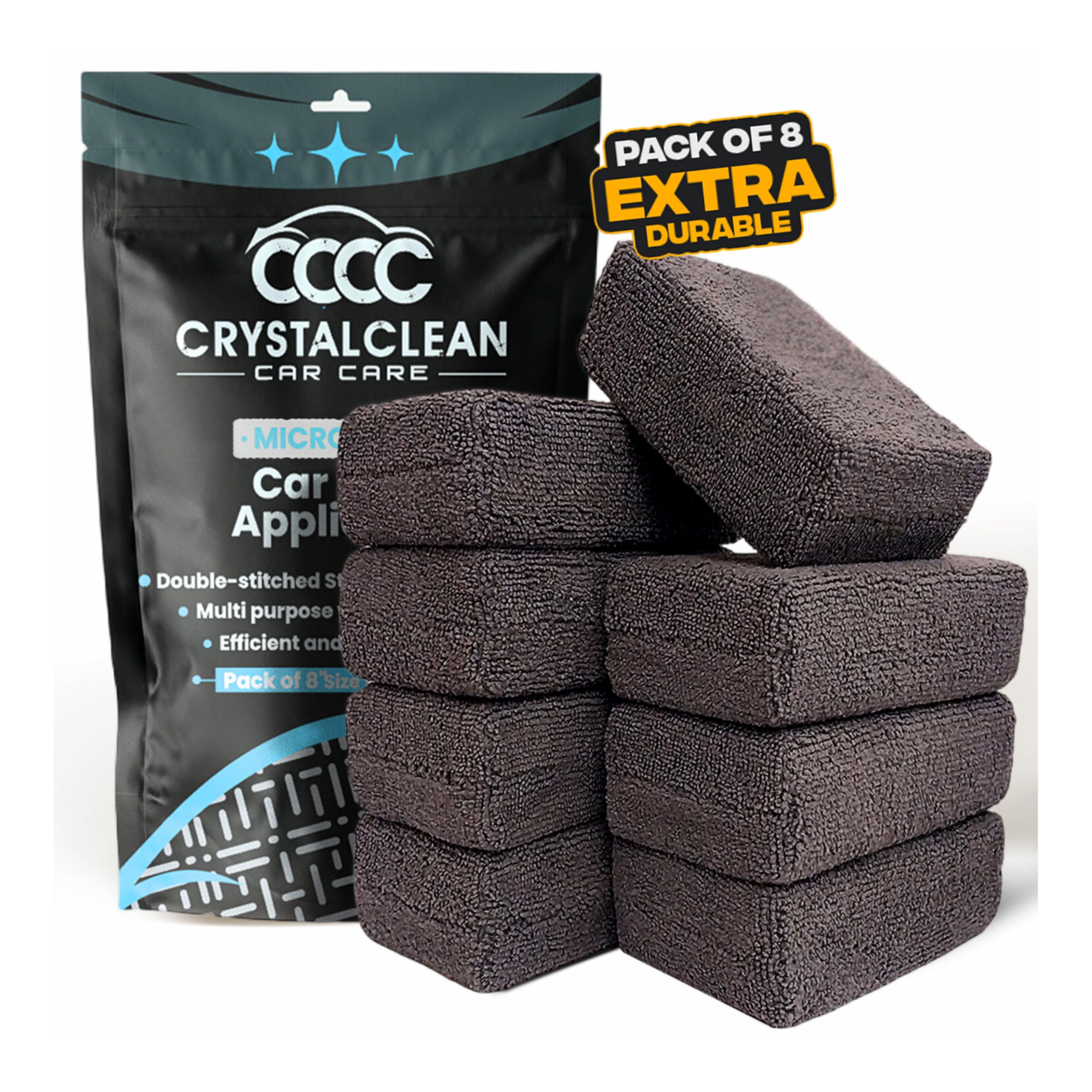 Microfiber Applicator Pad (5" X 3") (Pack of 8) Rectangle Microfiber Applicator Sponges Lint Free Soft Polishing Pads Car Wax Applicator for Detailing