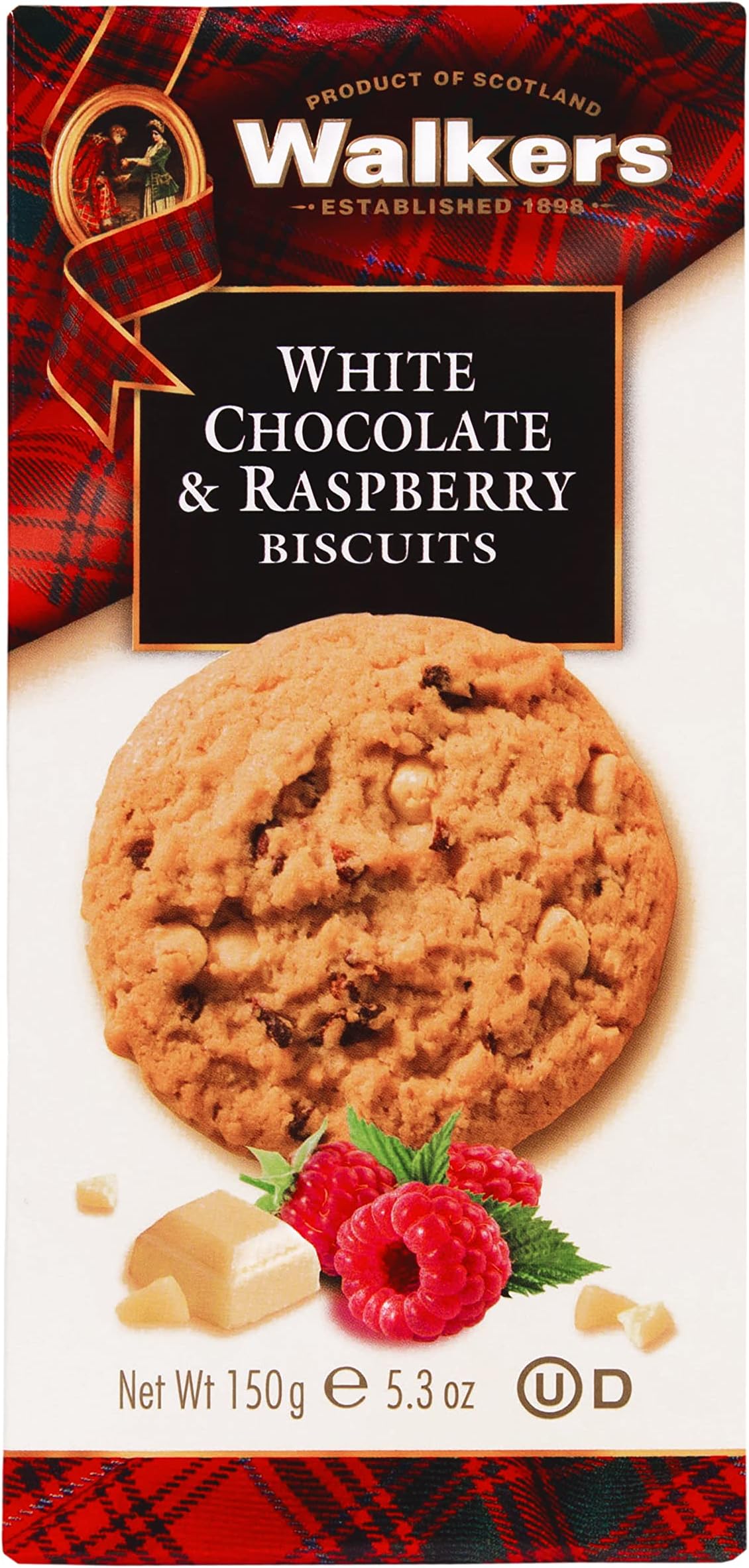WALKERS White Chocolate & Raspberry Biscuits 150G