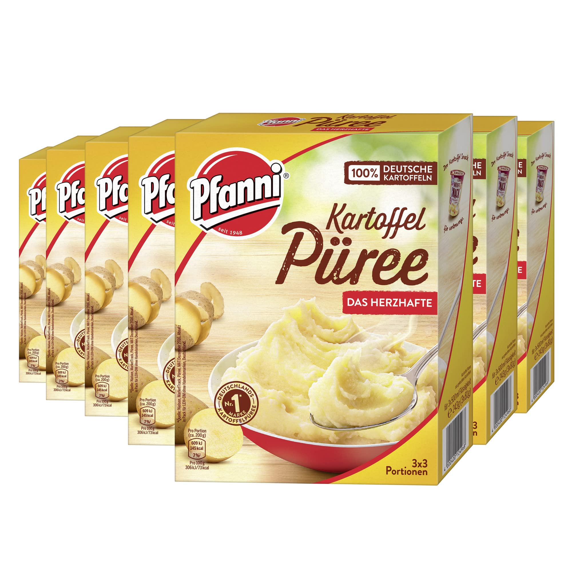 Pfanni Kartoffel Püree Das Herzhafte für ein leckeres Kartoffelgericht mit 100% deutschen Kartoffeln 7x 243g