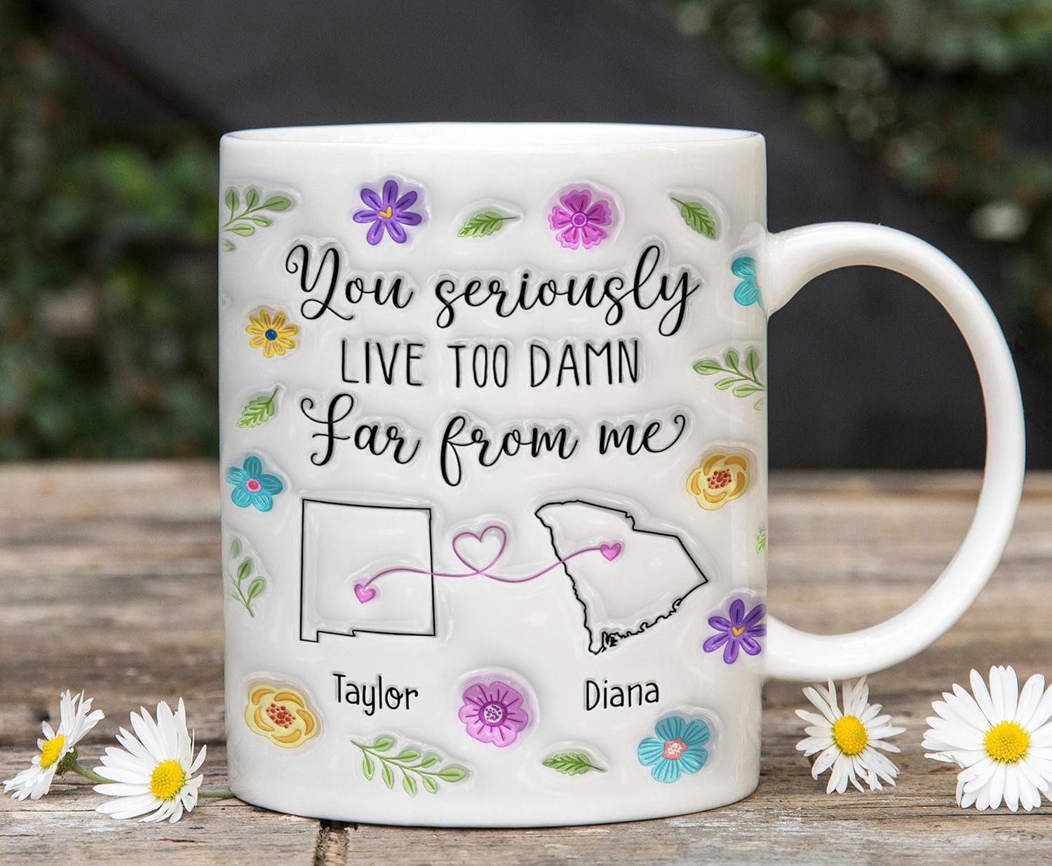 Custom State To State Mug, Friendship Gifts For Fiends Sister, BFF Mugs For Daughter From Mom, 3D Inflated Effect Mug, Moving Away Gifts For Women, Personalized Gift For Daughter Mother BFF - Image 7