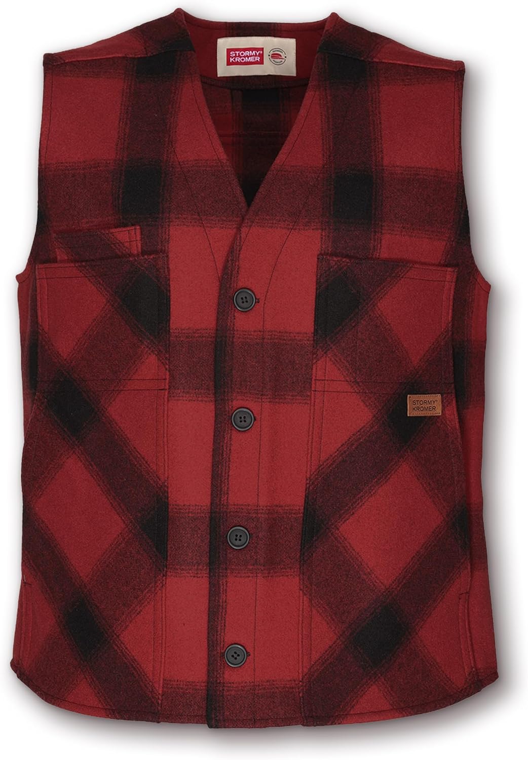 Stormy Kromer The Button Vest, 100% Virgin Wool, 5 Pockets, 4-Button Front, Unlined, Vintage Look, Cut and Sewn in the USA