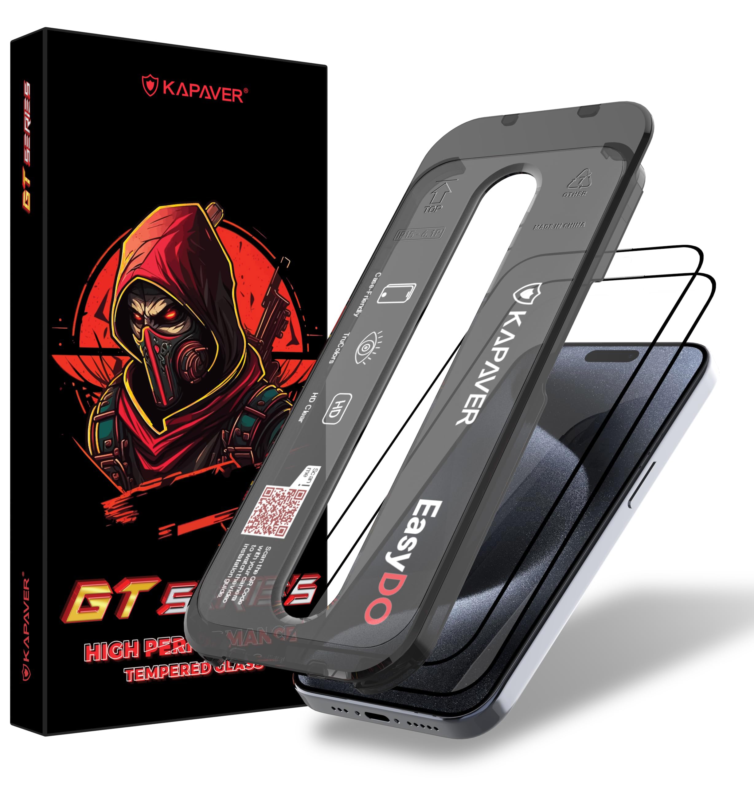 KAPAVER GT Series Clear Tempered Glass Screen Guard Protector for iPhone 15 Pro [Pack of 2 Glass with 1 EasyDO Applicator] (B0CHWZD8GZ) Amazon Price History, Amazon Price Tracker