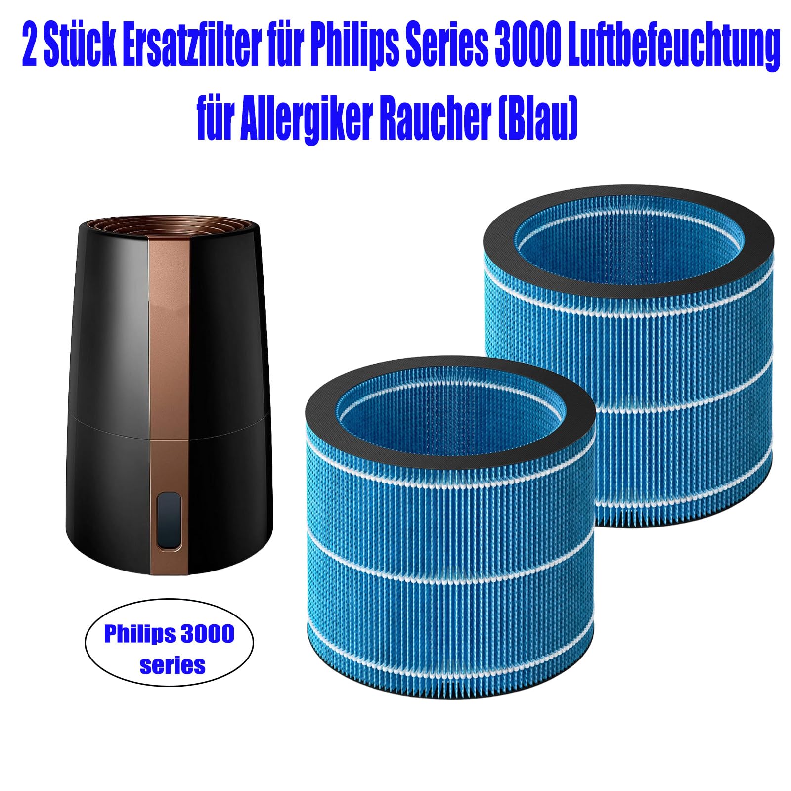 2er FY3446 Filter für Philips HU2716, HU2718, HU3916, HU3918 Luftbefeuchter | 3-Schichtiger Ersatzfilter für Philips Luftbefeuchter 2000 und 3000 Serie, Ersatzteile FY3446/30 & AMF220/15