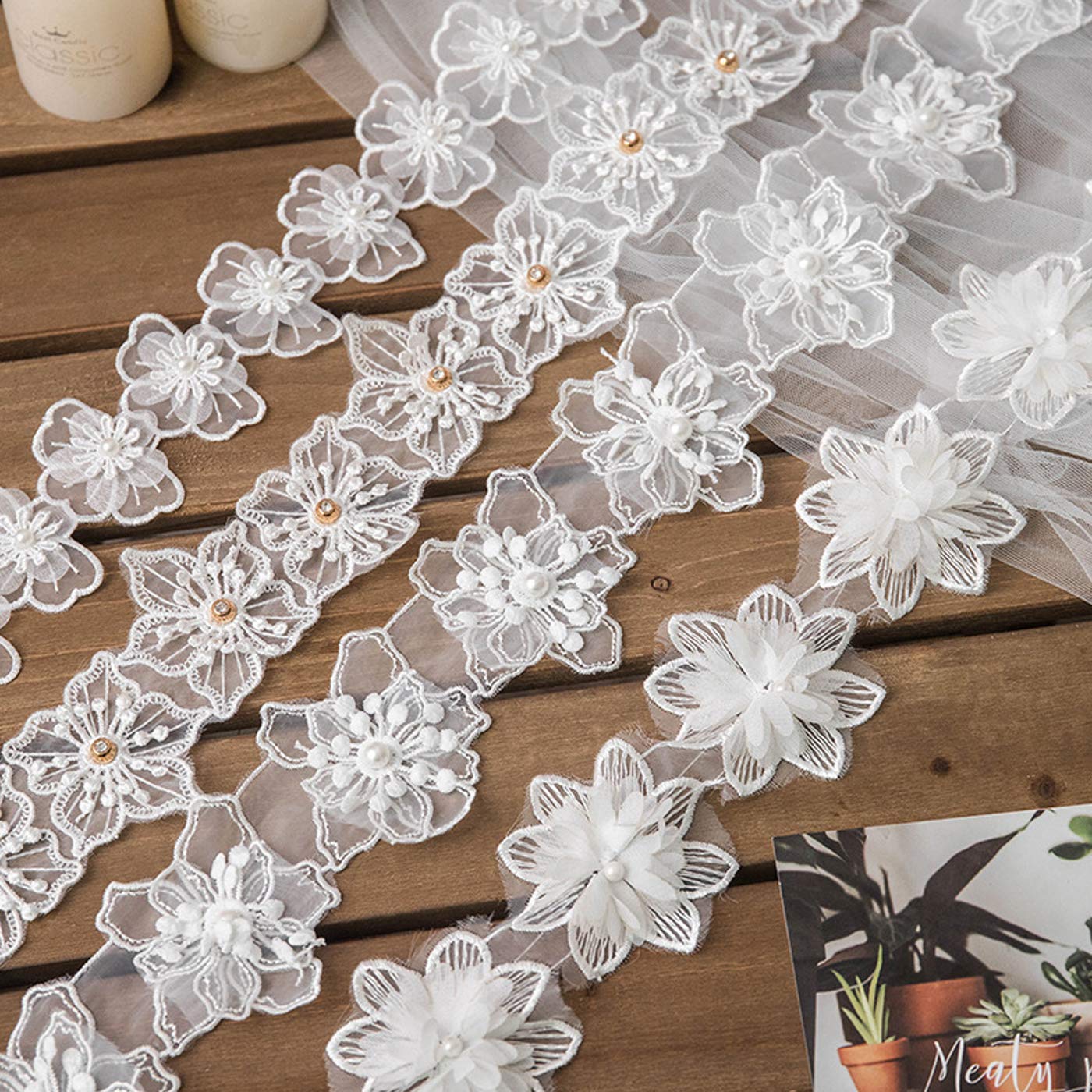 Amazon | Hakona レース生地 刺繍花 アップリケ モチーフ 縫製 DIY 服