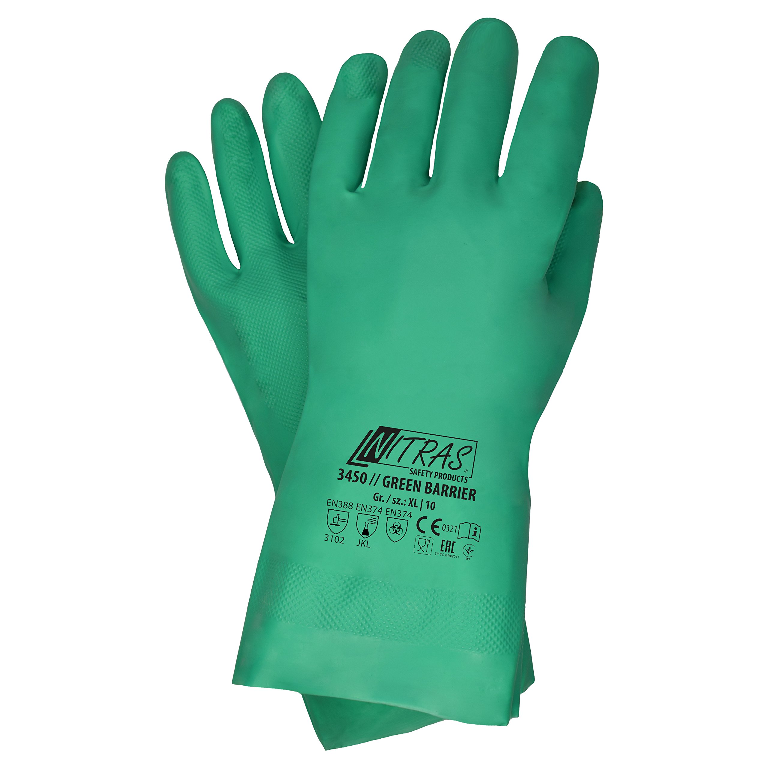 72 Paar NITRAS 3450 Nitril Handschuh 32 cm, grün CAT 3 , Gr.: 10