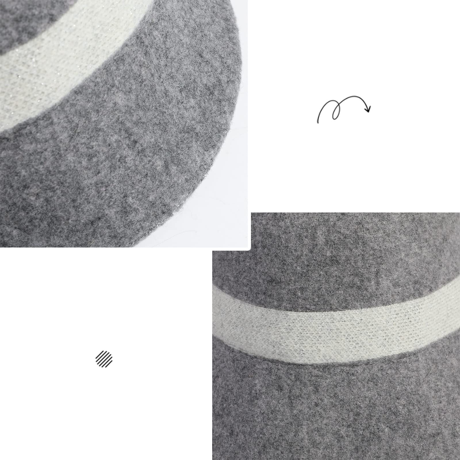 Adigaber Chapeau Cloche Femme Chapeau Melon 100% Laine Fedora Seau Élégant Chapeau Derby Chapeau Vintage Hiver