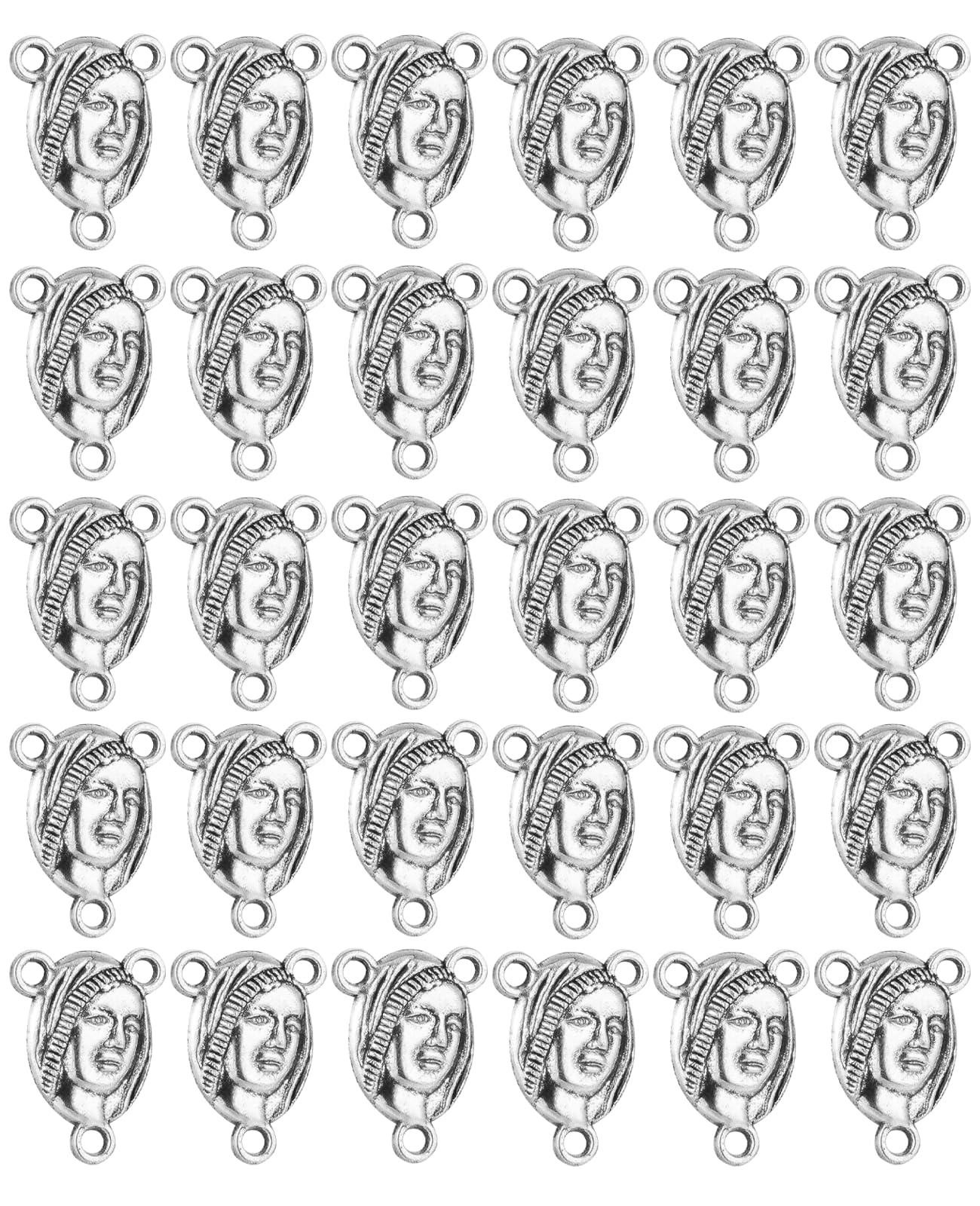 diyaloDiyalo 3-Hole Holy Ave Maria/Miraculous Medal/Our Lady of Aparecida/Saint Bernadette of Lourdes Rosary Chaplet Connector DIY Jewelry Making Parts in Bulk (M-30pcs)