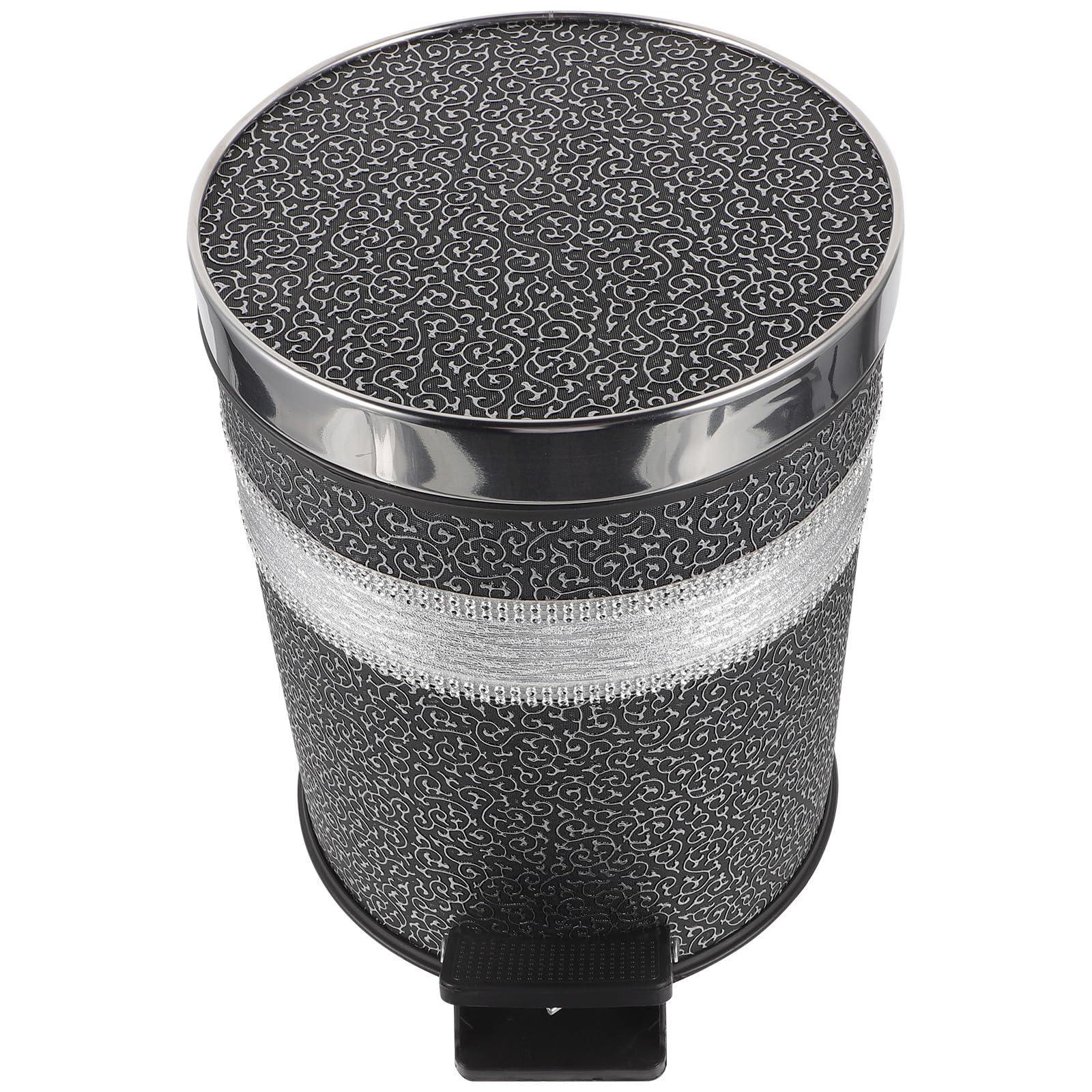 TOYANDONA Cubo de Basura Redondo con Pedal y Tapa para Baño, Negro