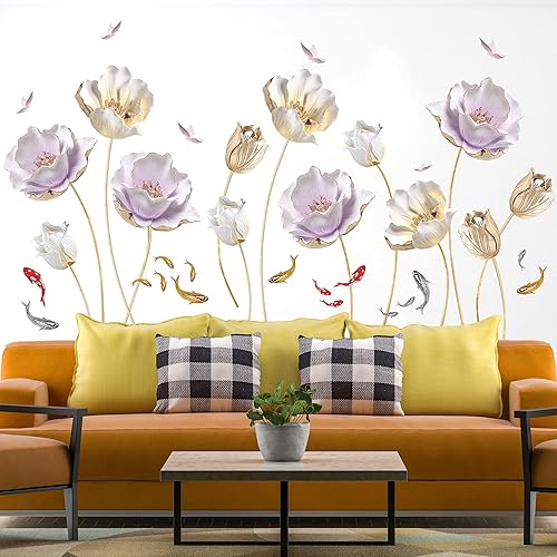 Miniatura 23 de Calcomanías de pared de flores negras extraíbles, calcomanías de pared 3D con diseño floral, diseño bohemio, floral, moderno, calcomanías de pared