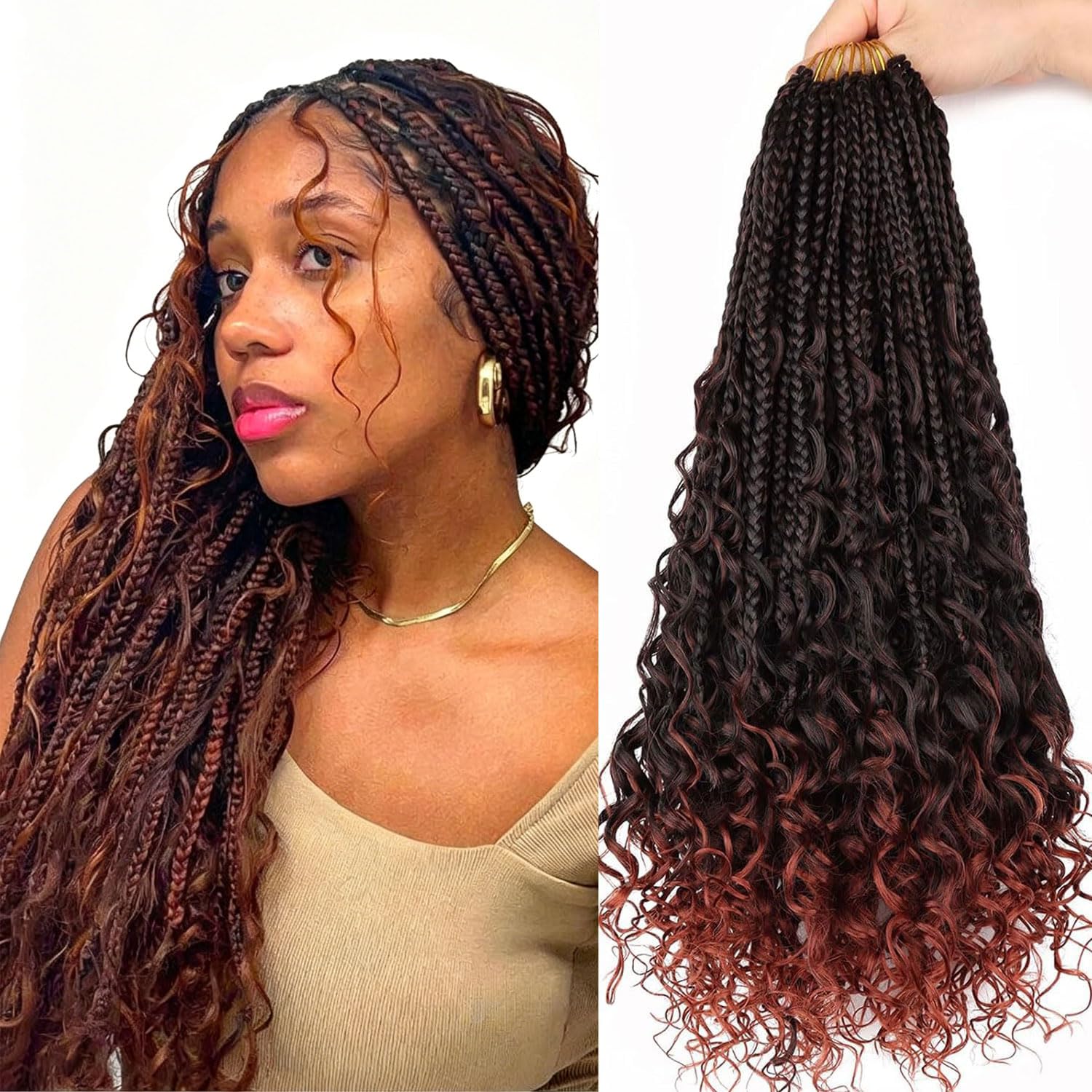 Photo 1 of 18" Crochet Box Braids Pre-looped Goddess Box Braids Crochet Hair for Women