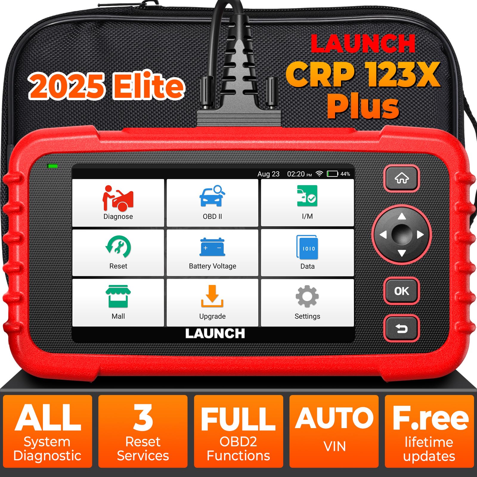 CRP123X Plus Scan Tool, All System Car Diagnostic Tool, OBD2 Scanner, Oil, SAS, Throttle Reset Car Scanner, AutoVIN, Battery Vol. Monitor, Lifetime Free Update Online