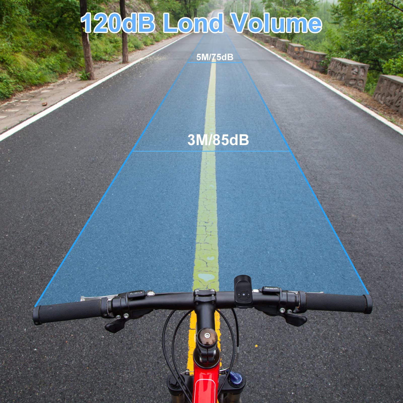 Flintronic Sonnette de Vélo Électrique 120dB IPX4 USB Klaxon Noir