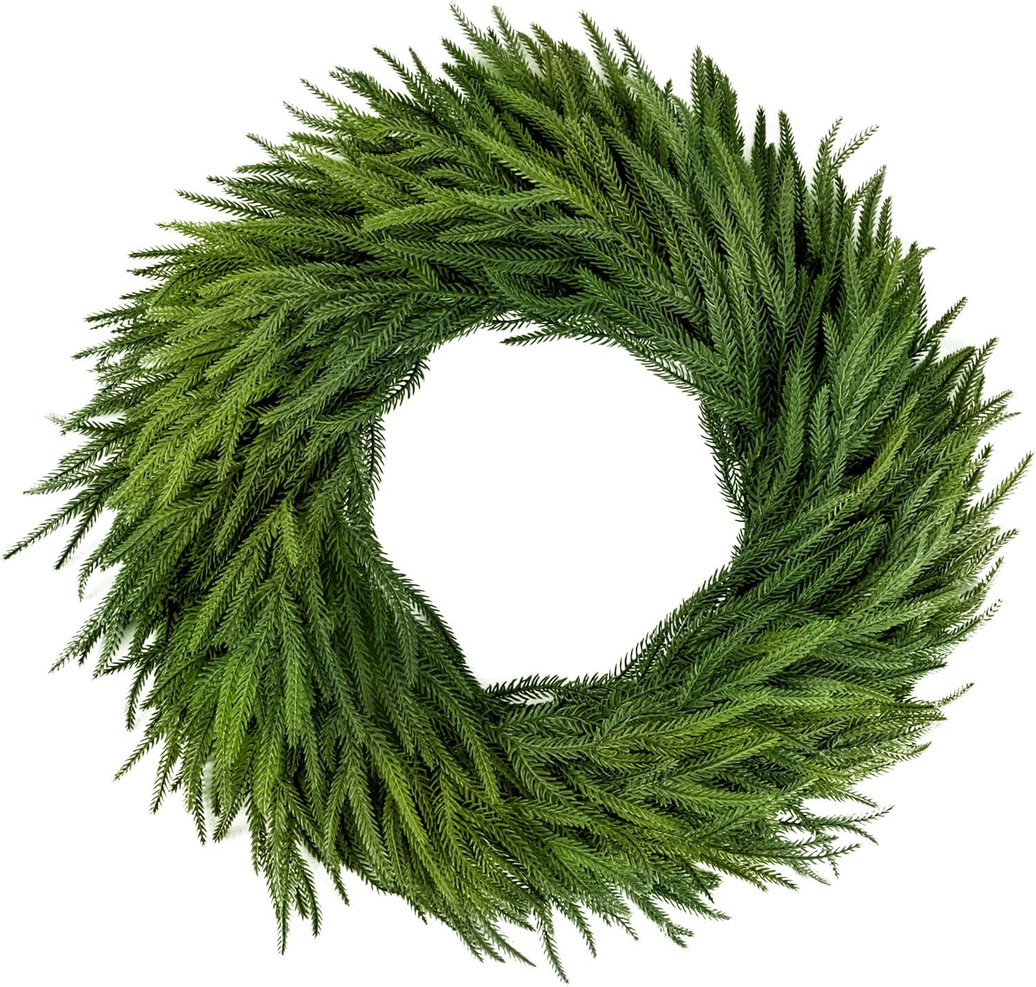 26" Christmas Norfolk Pine Wreath for Front Door, Thanksgiving Door Wreaths, Real Touch Advent Wreath,Large Artificial Green Outdoor Winter Christmas Wreaths Decor for Outdoor Wall Home Holiday