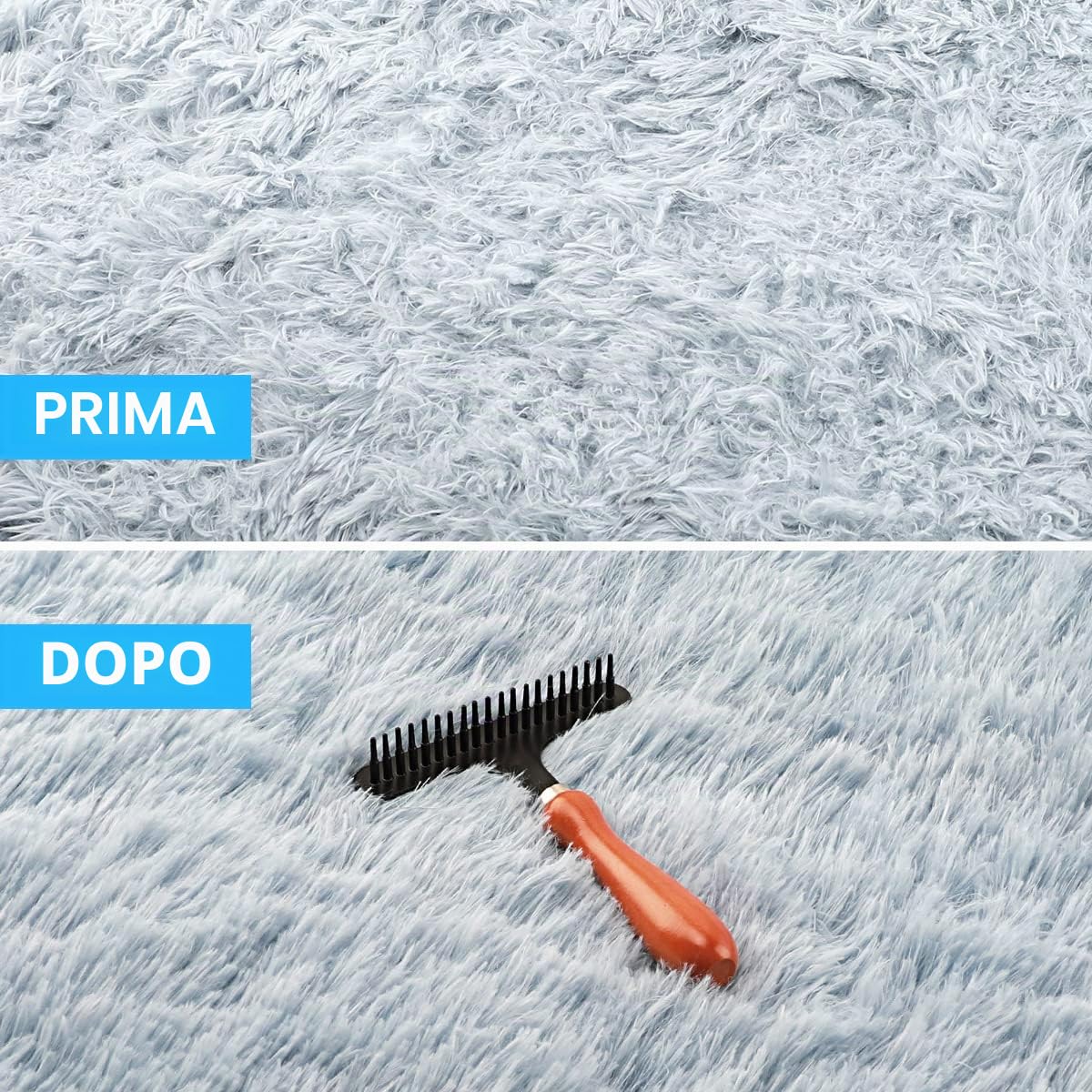 Rastrello per tappeti, per riportare morbidezza e morbidezza al tappeto, detergente per peli adatto per tappeti e tappeti (1 pezzo)