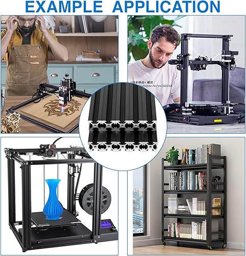 Miniatura 6 de 4 piezas de 21.654in 2020 V estándar europeo anodizado perfil de aluminio negro anodizado para impresora 3D y máquina CNC
