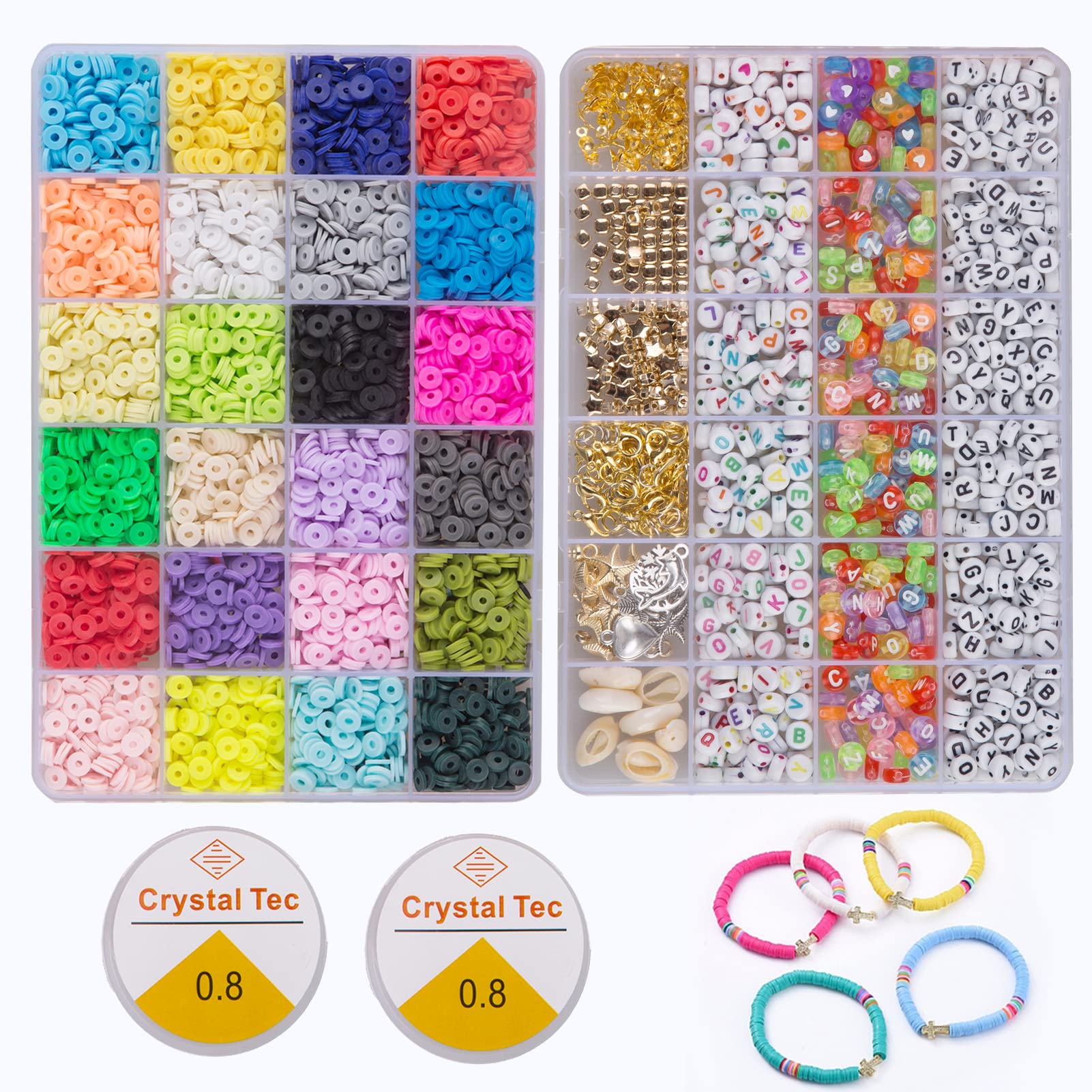 Kit Creativo Di 18800 Perline Heishi In Argilla Polimerica – 144 Colori, 6 Mm – Per Fare Bracciali E Gioielli – Regalo Per Bambine E Ragazze (5-12 Anni) - 4