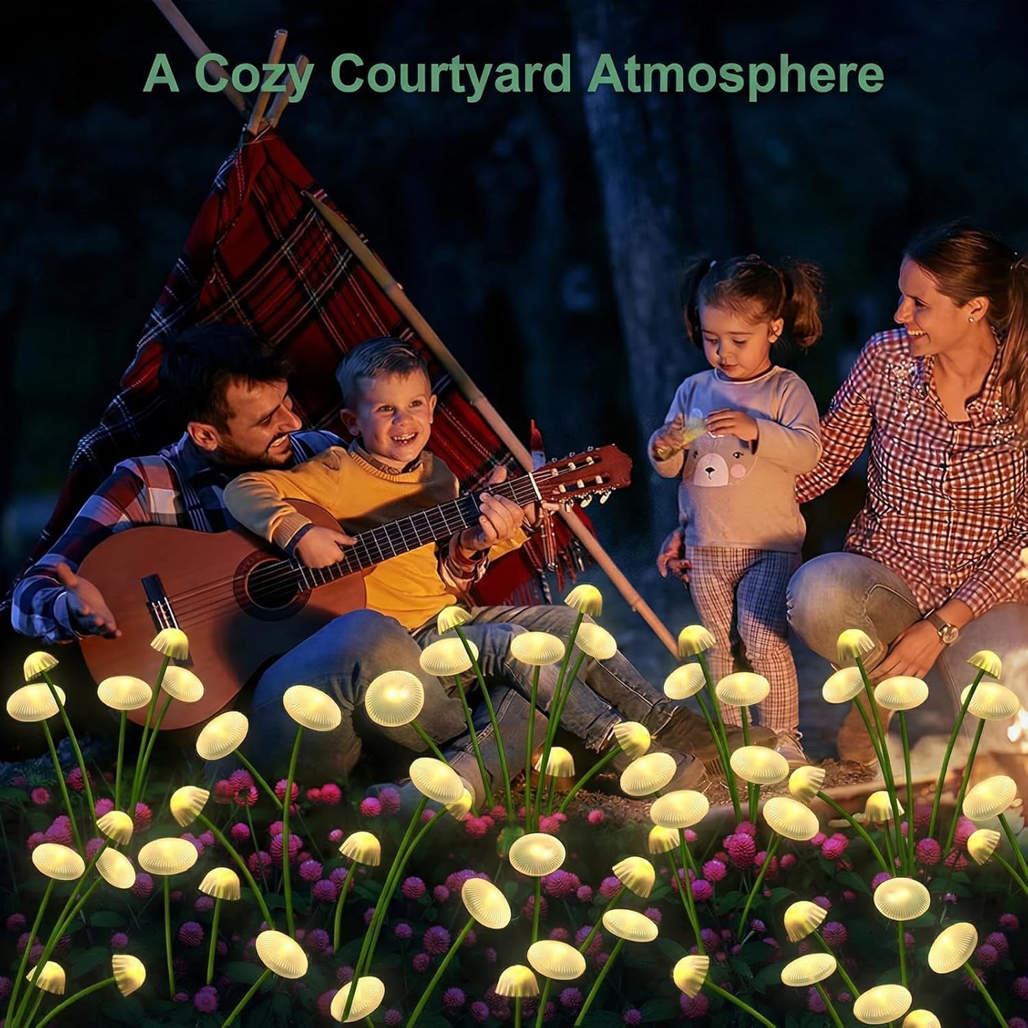 SyouHome Solar Garden Lights Outdoor (6 Pack, 48 LEDs, 8 Modes), Swaying Mushroom Lights, IP65 Waterproof Outdoor Decor for Garden, Yard, Patio, Pathway, Warm White Jellyfish Ambiance, Gifts for Women
