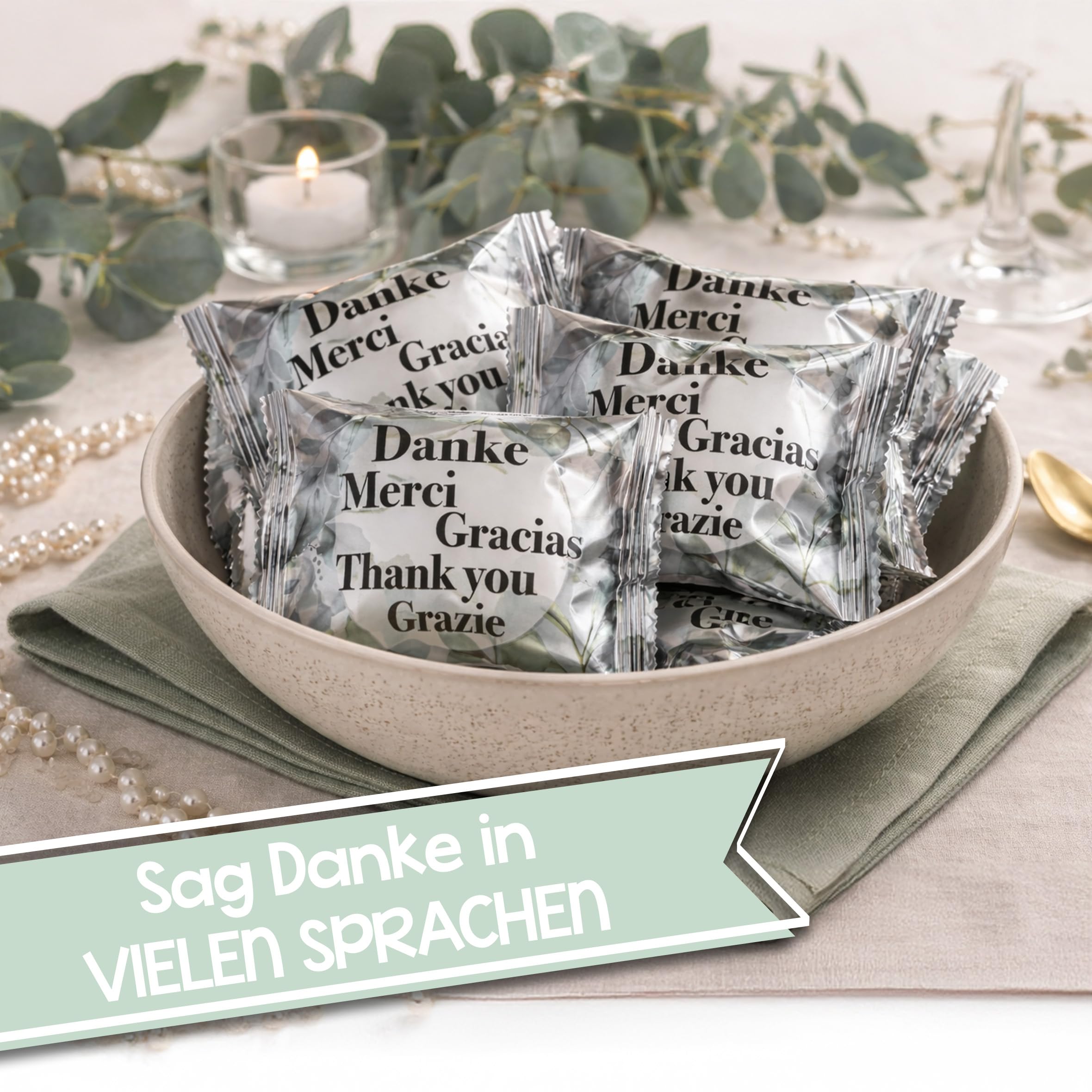 FOOD crew 60 Glückskekse Danke - Dankeschön Geschenke klein Einzeln verpackt in Box - ein kleines Dankeschön Geschenk Hochzeit - Danke Geschenk - Adventskalender Füllung - Made in Germany