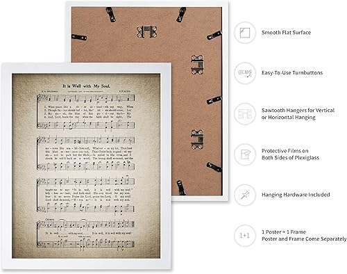 Miniatura 19 de Poster Master Póster vintage con texto en inglés «How Great Thou Art», impresión de partituras de música retro, arte de pared de himnario, regalo